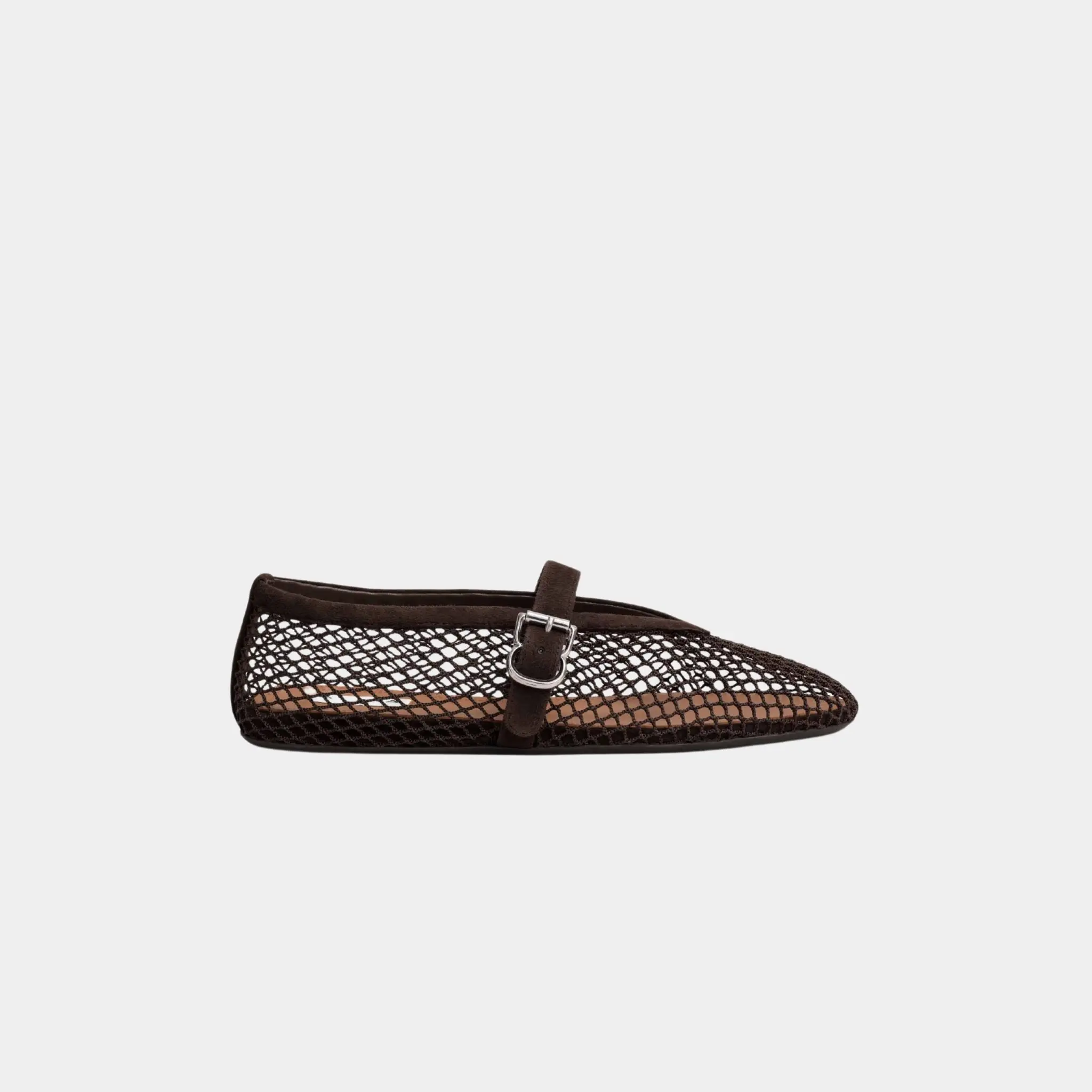 Ballet Flats in Fishnet and Suede Goatskin - Image 4