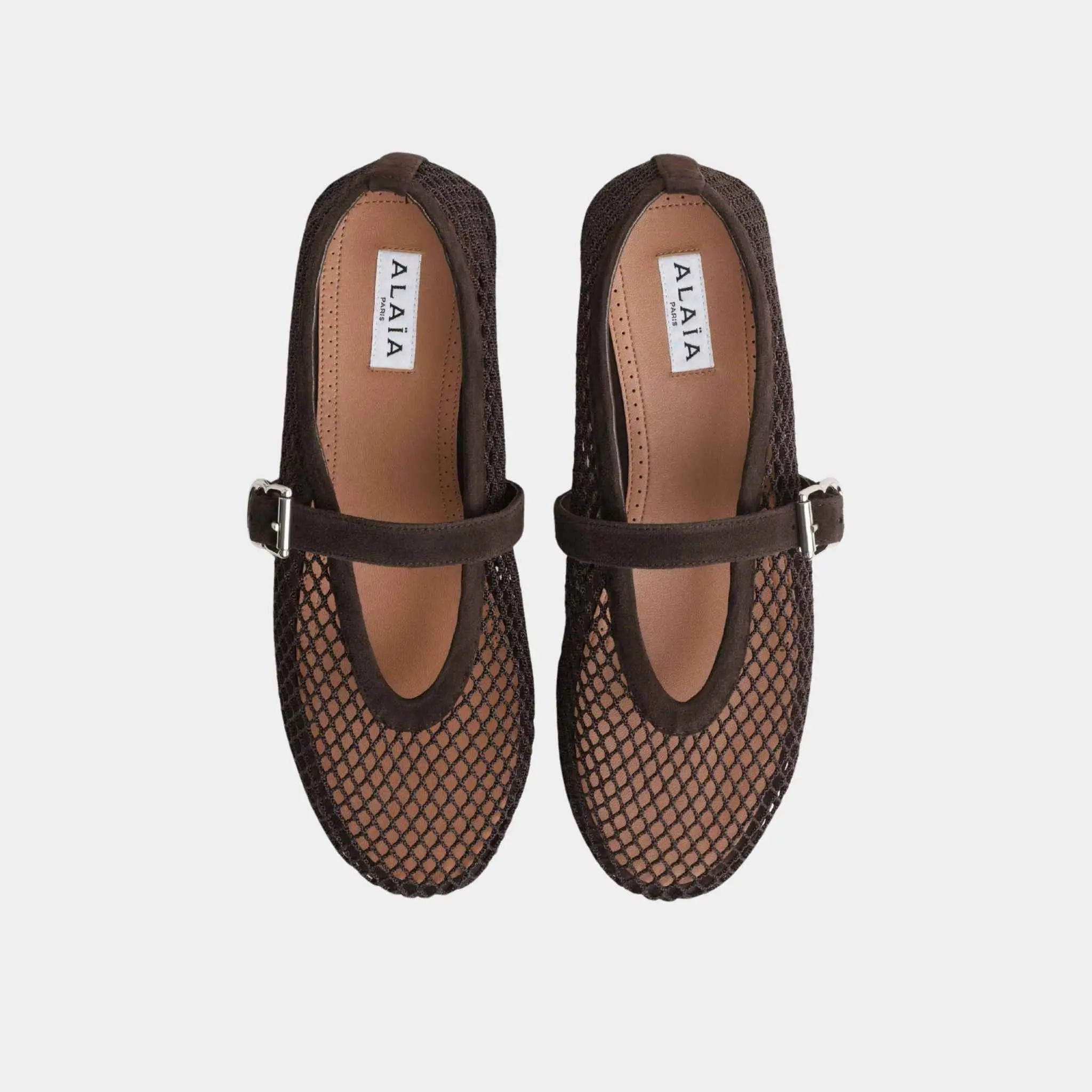 Ballet Flats in Fishnet and Suede Goatskin - Image 6
