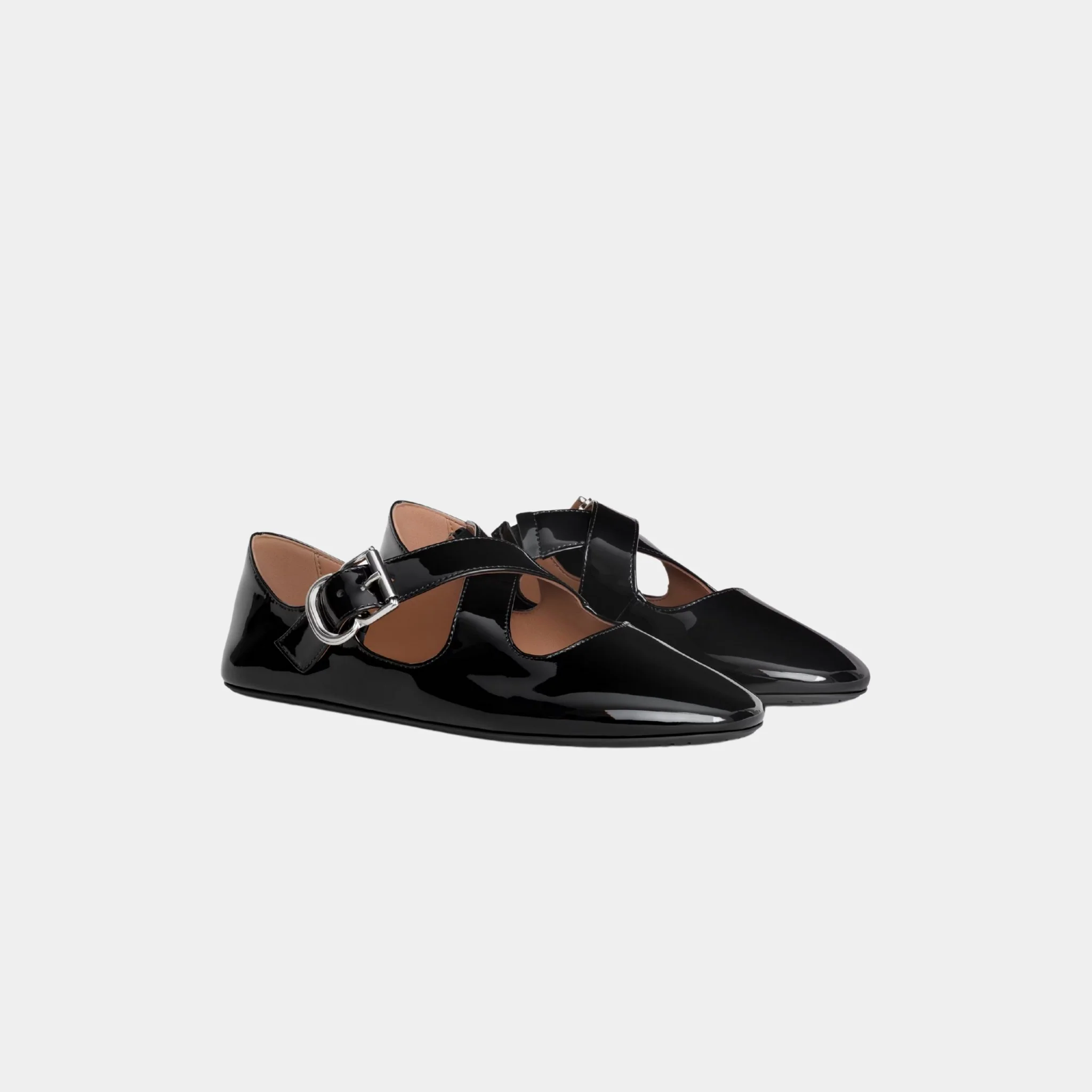 Criss Cross Ballet Flats In Patent Calfskin - Image 3