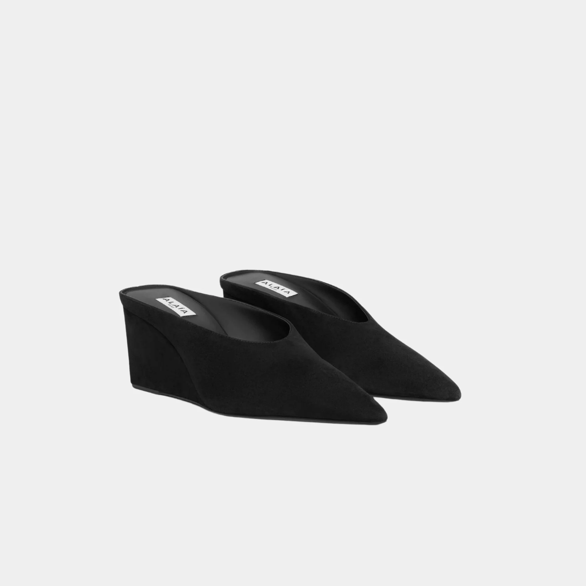 Cube Wedge Mules In Suede Goatskin - Image 2