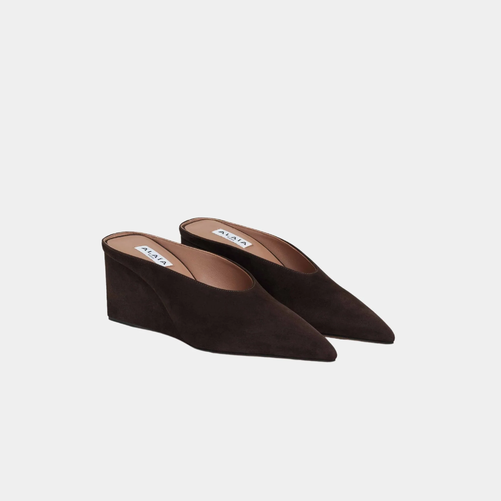Cube Wedge Mules In Suede Goatskin - Image 5