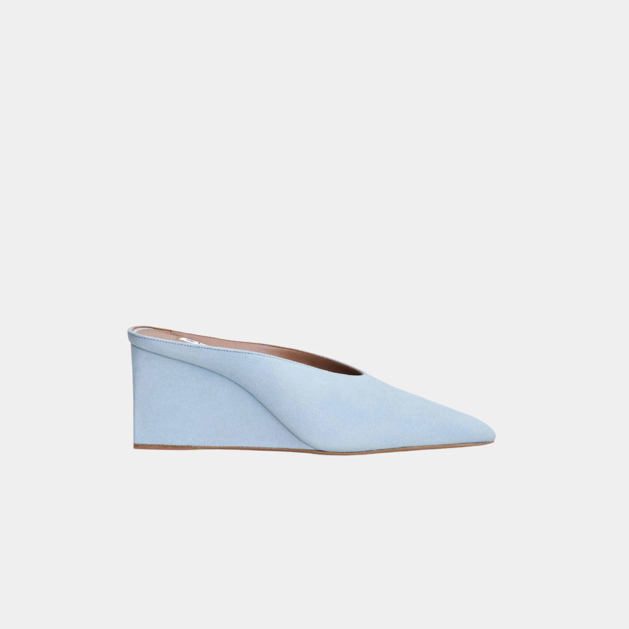 Cube Wedge Mules In Suede Goatskin - Image 7