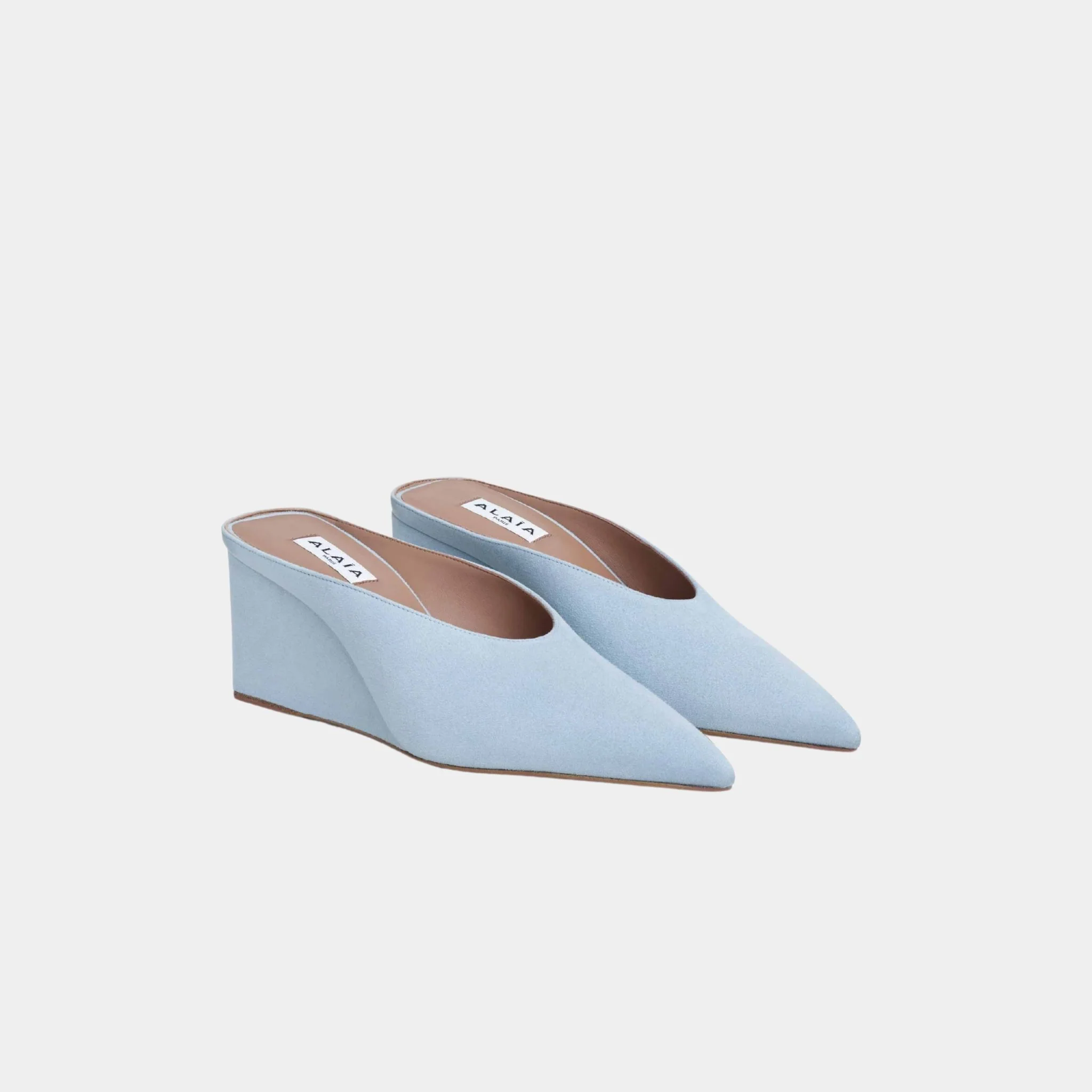 Cube Wedge Mules In Suede Goatskin - Image 8
