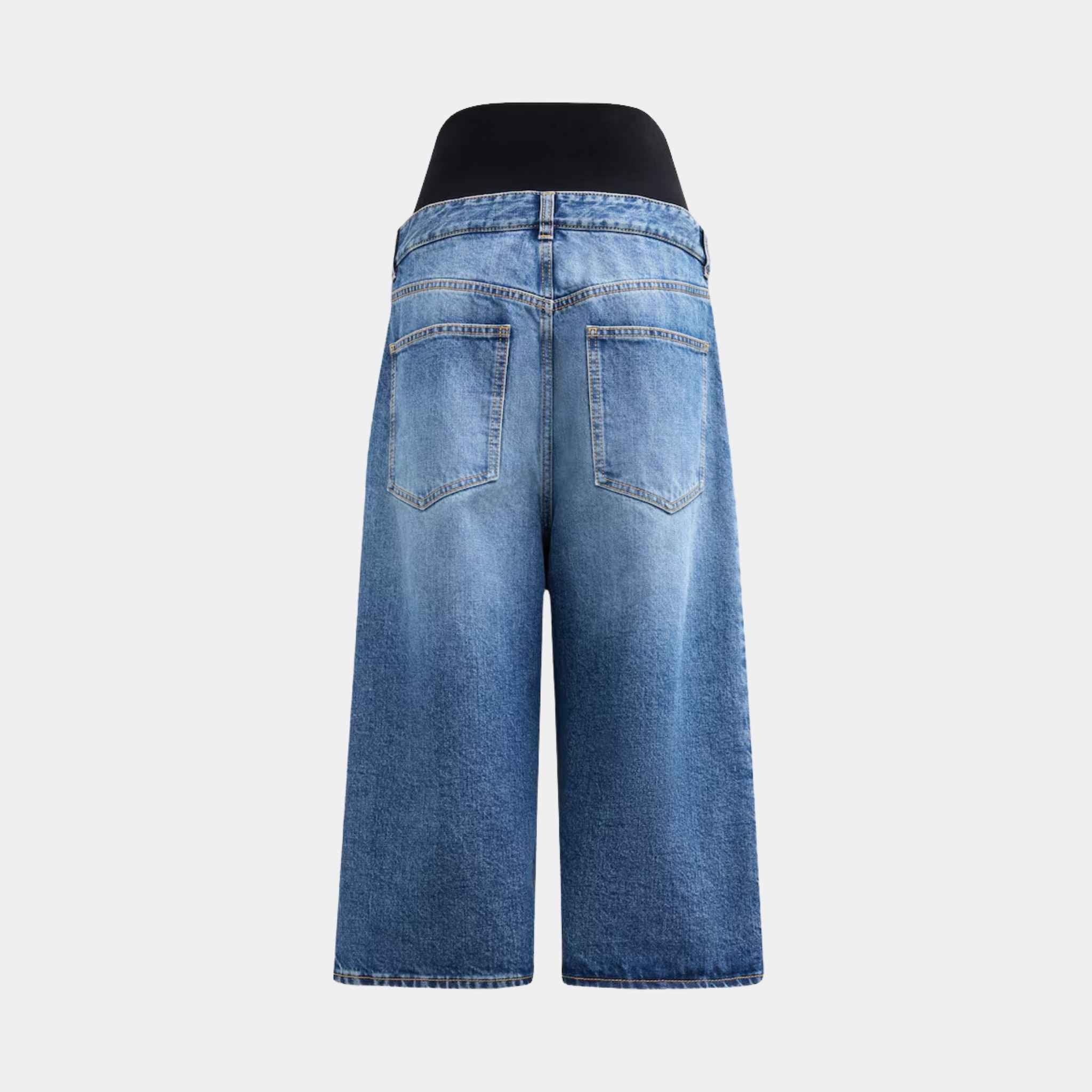 Denim Bermuda Shorts With Knitted Waistband - Image 2