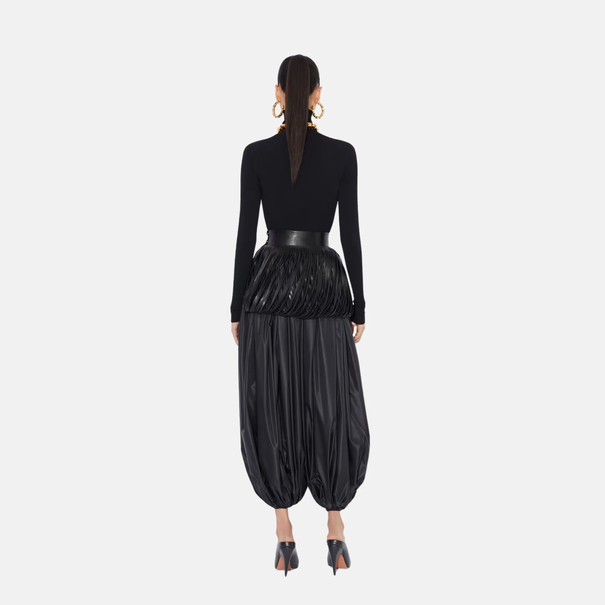 Fringed Leather Belt In Glossy Leather - Image 3