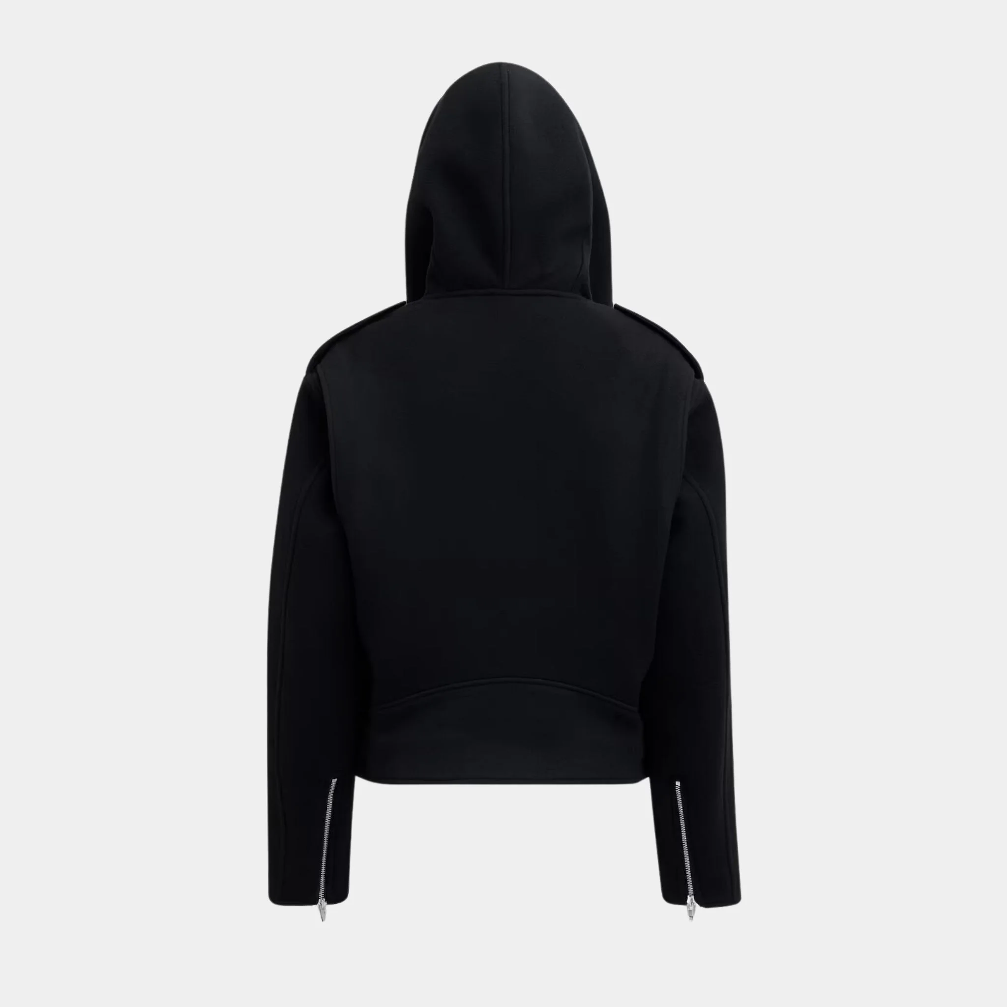 Hooded Wool Biker Jacket - Image 2