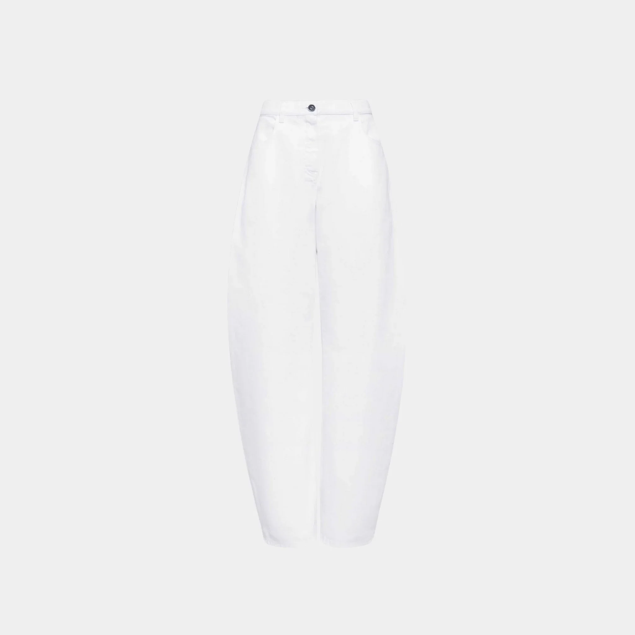 Low Waist Round Jeans in White Denim