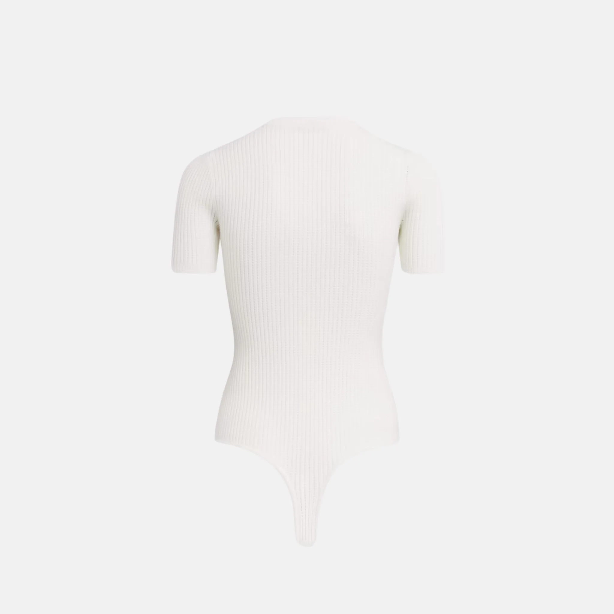 Short Sleeve Body In Sheer Wool Knit With Fine Open Lace Knit - Image 2