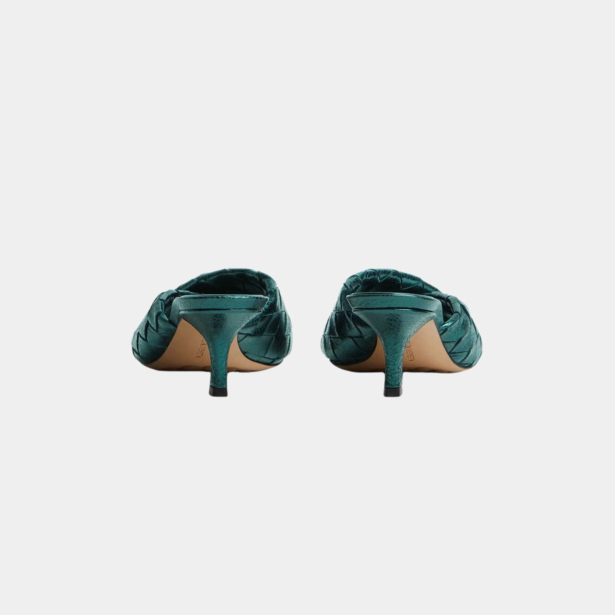Blink Kitten Heel Mule Intrecciato Laminated Leather - Image 3