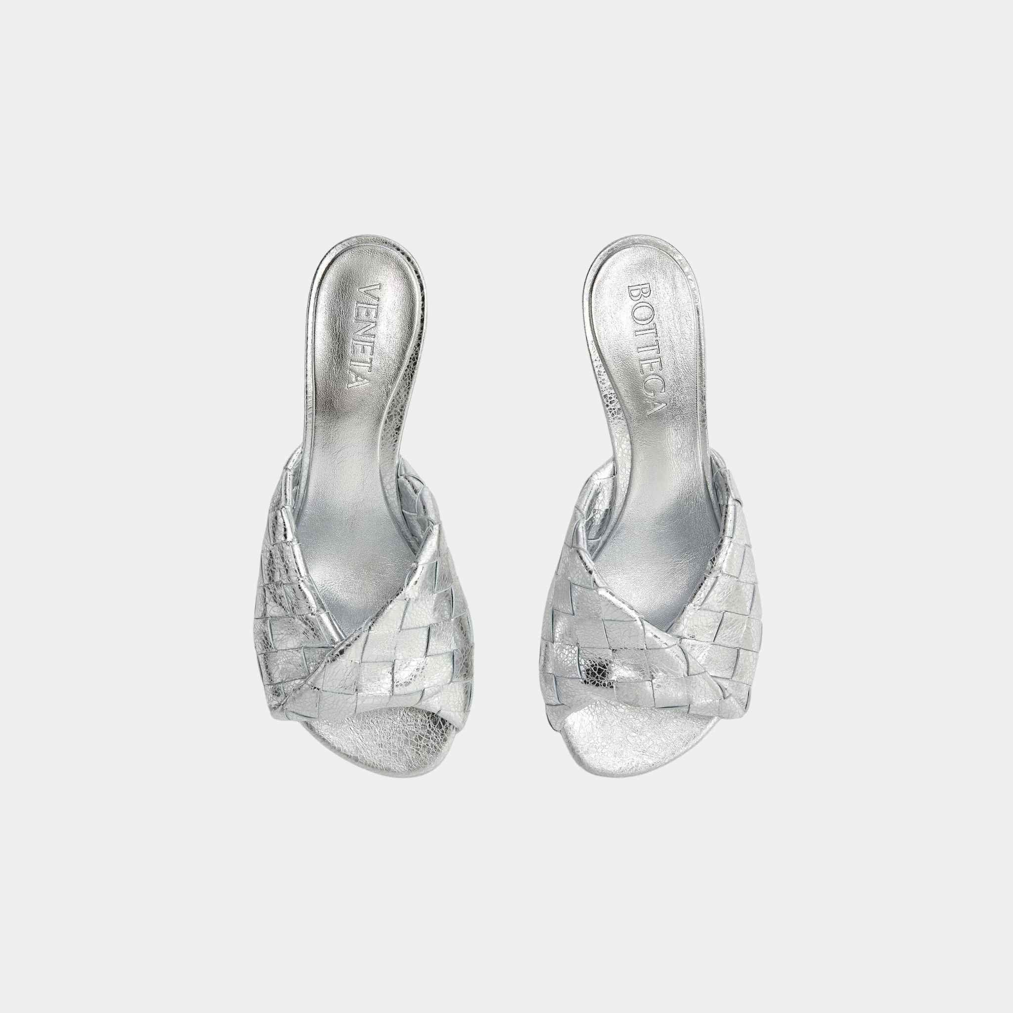 Blink Kitten Heel Mule Intrecciato Laminated Leather - Image 5