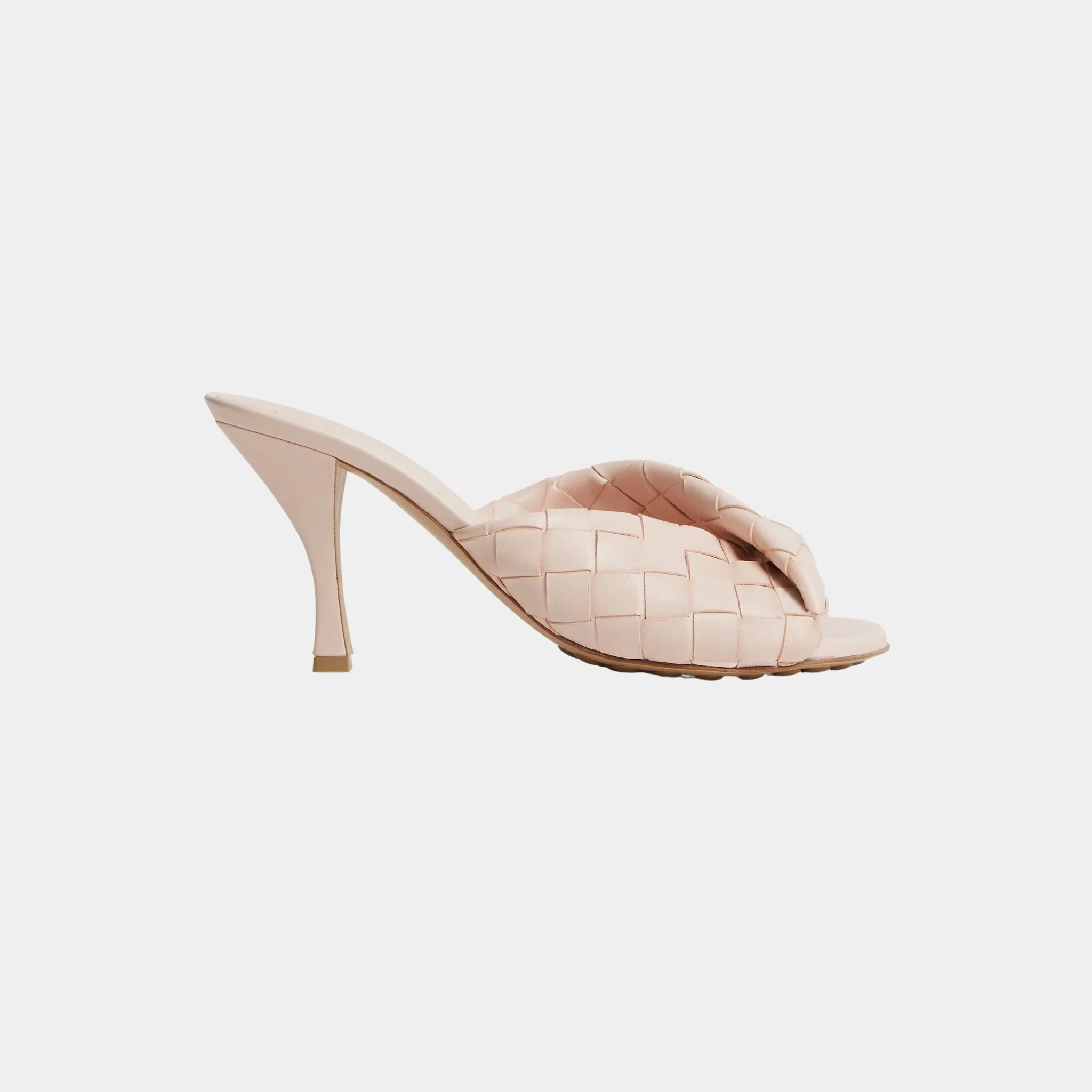 Blink Mule High Heel with Folded Detail in Intrecciato Leather - Image 7