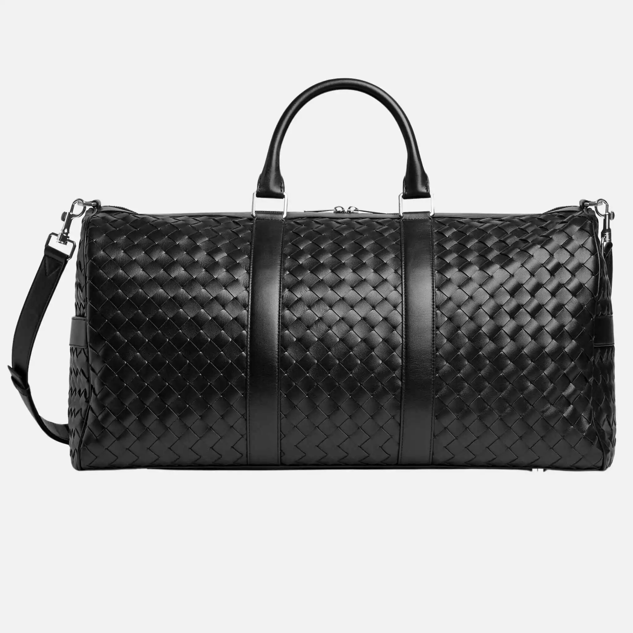 Cabin Duffle Bag In Intrecciato Leather - Image 4