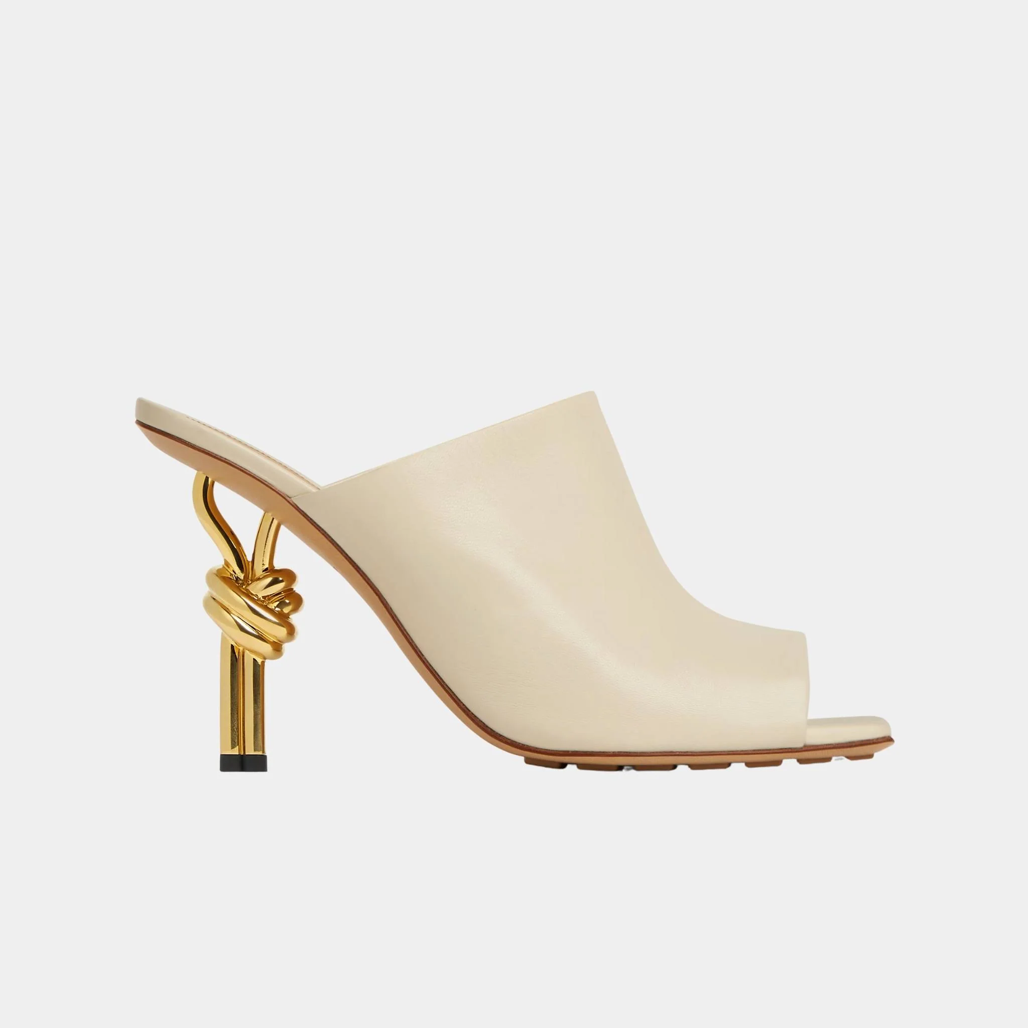 Knot High-Heel Mule Lambskin Gold Metal Knot Heel - Image 10