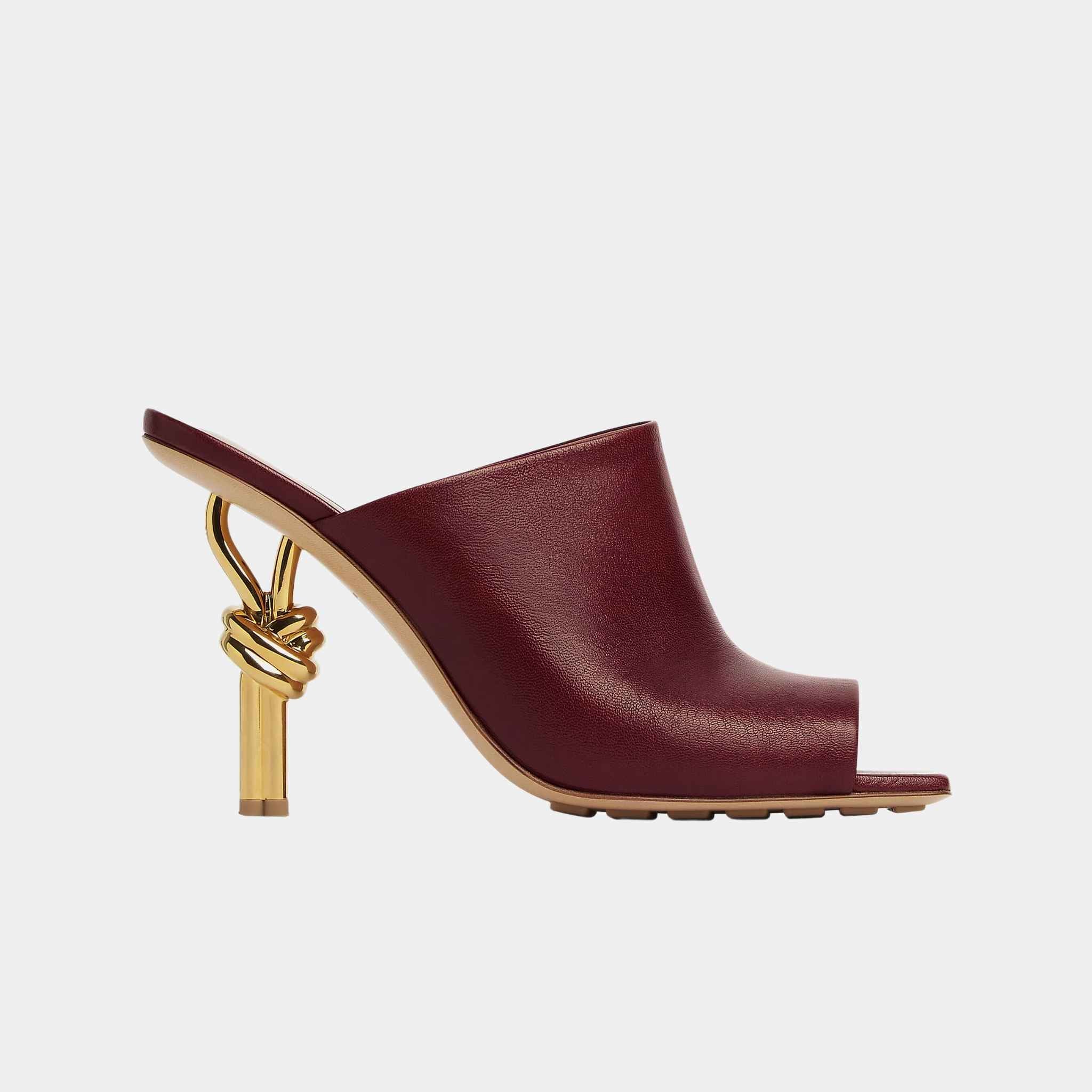 Knot High-Heel Mule Lambskin Gold Metal Knot Heel - Image 4