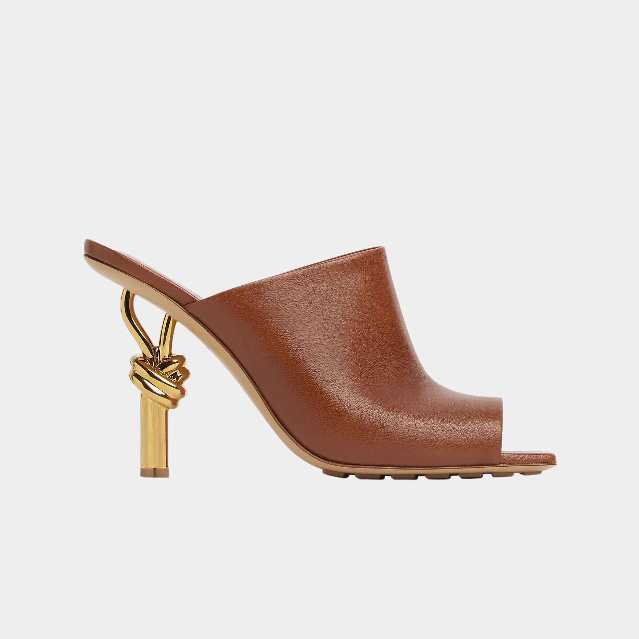 Knot High-Heel Mule Lambskin Gold Metal Knot Heel - Image 7