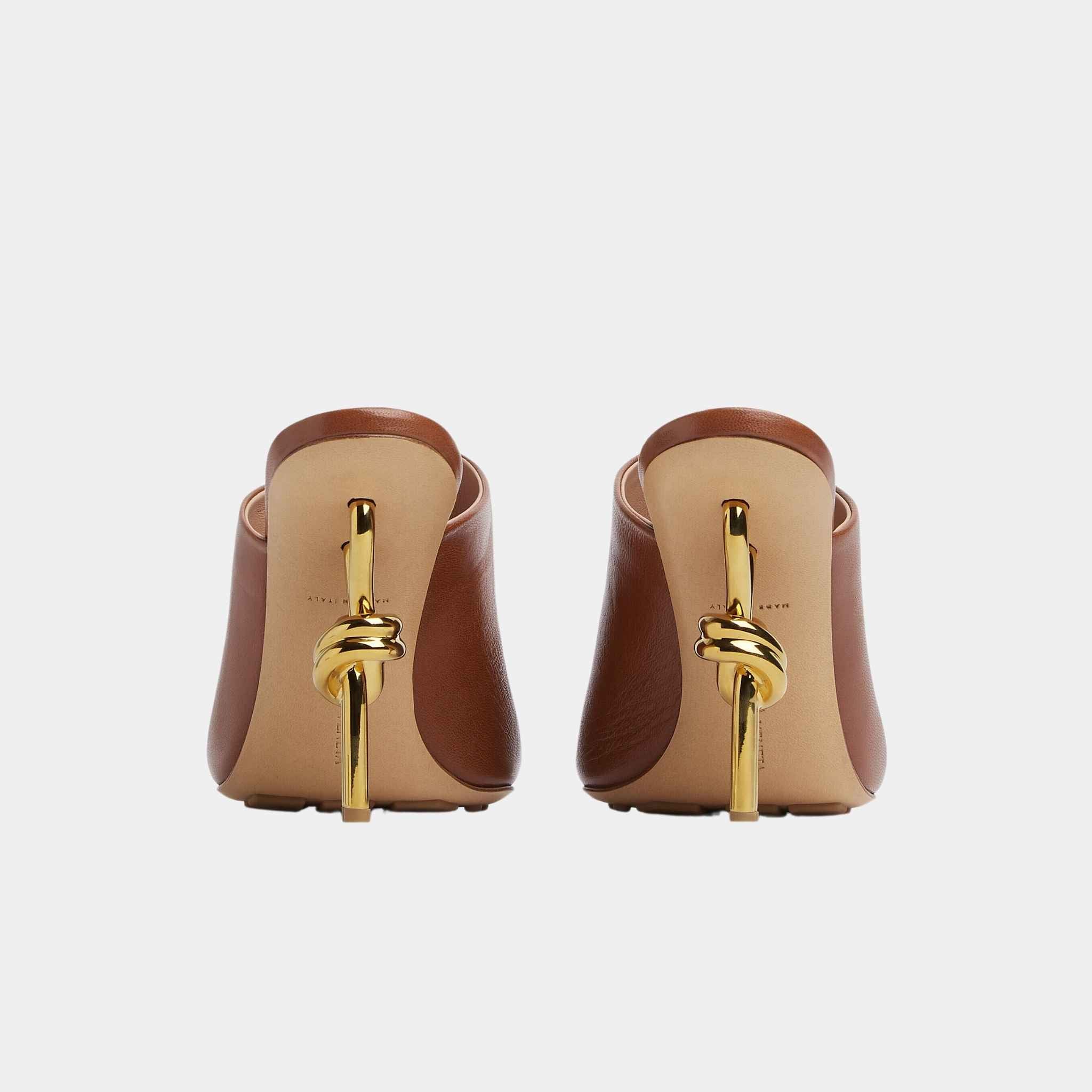 Knot High-Heel Mule Lambskin Gold Metal Knot Heel - Image 9