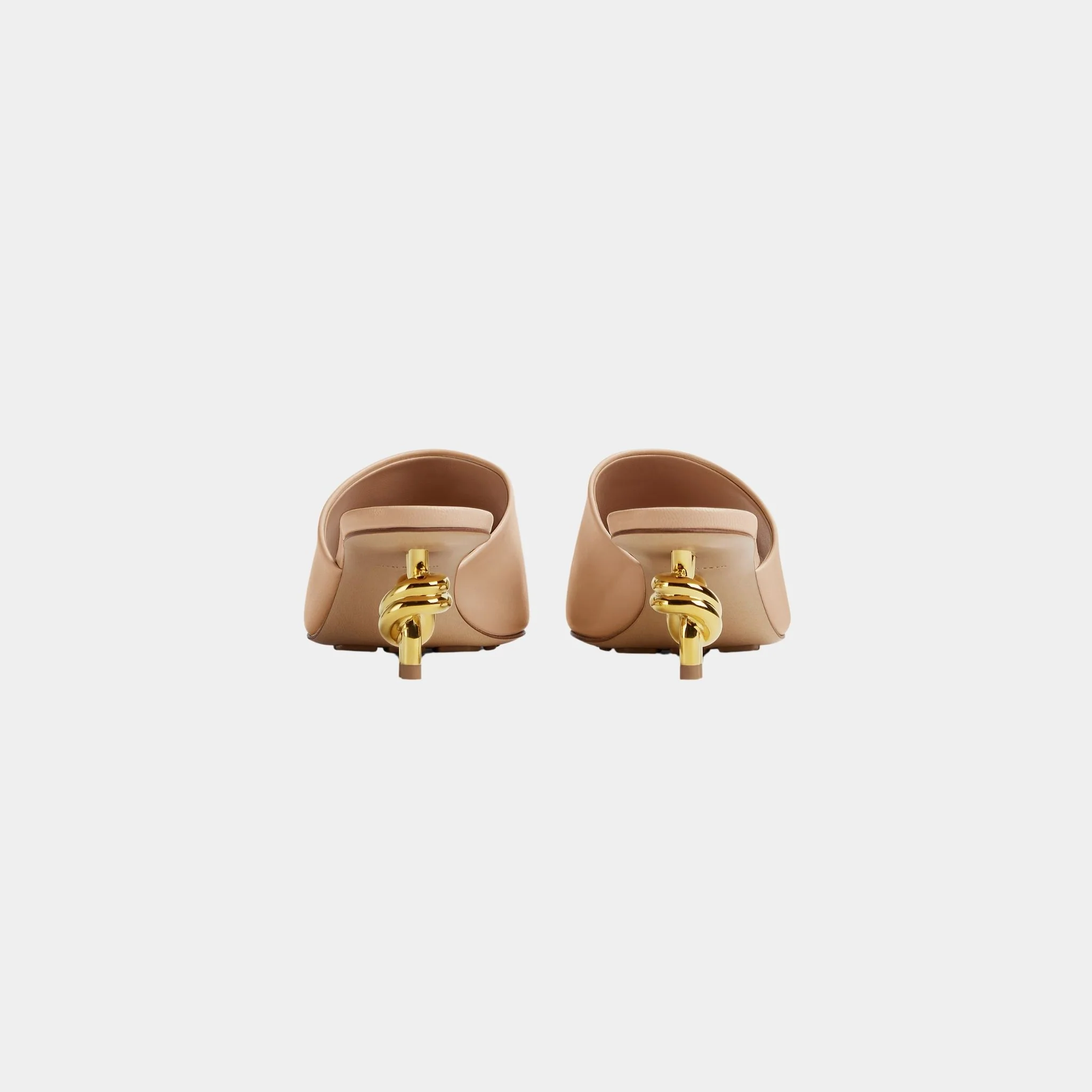 Knot Mule Lambskin with Gold Finished Metal Mid Heel - Image 12