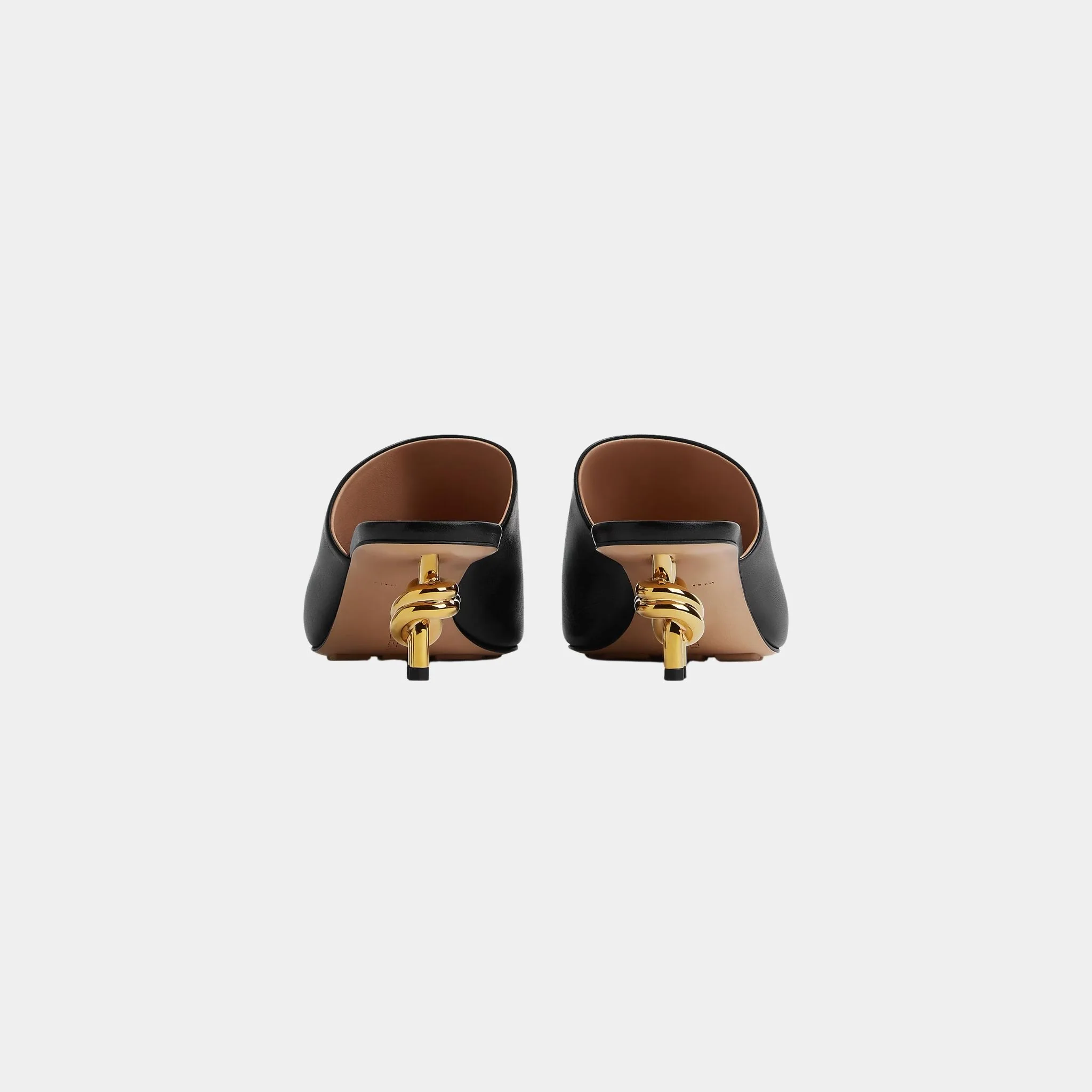 Knot Mule Lambskin with Gold Finished Metal Mid Heel - Image 3