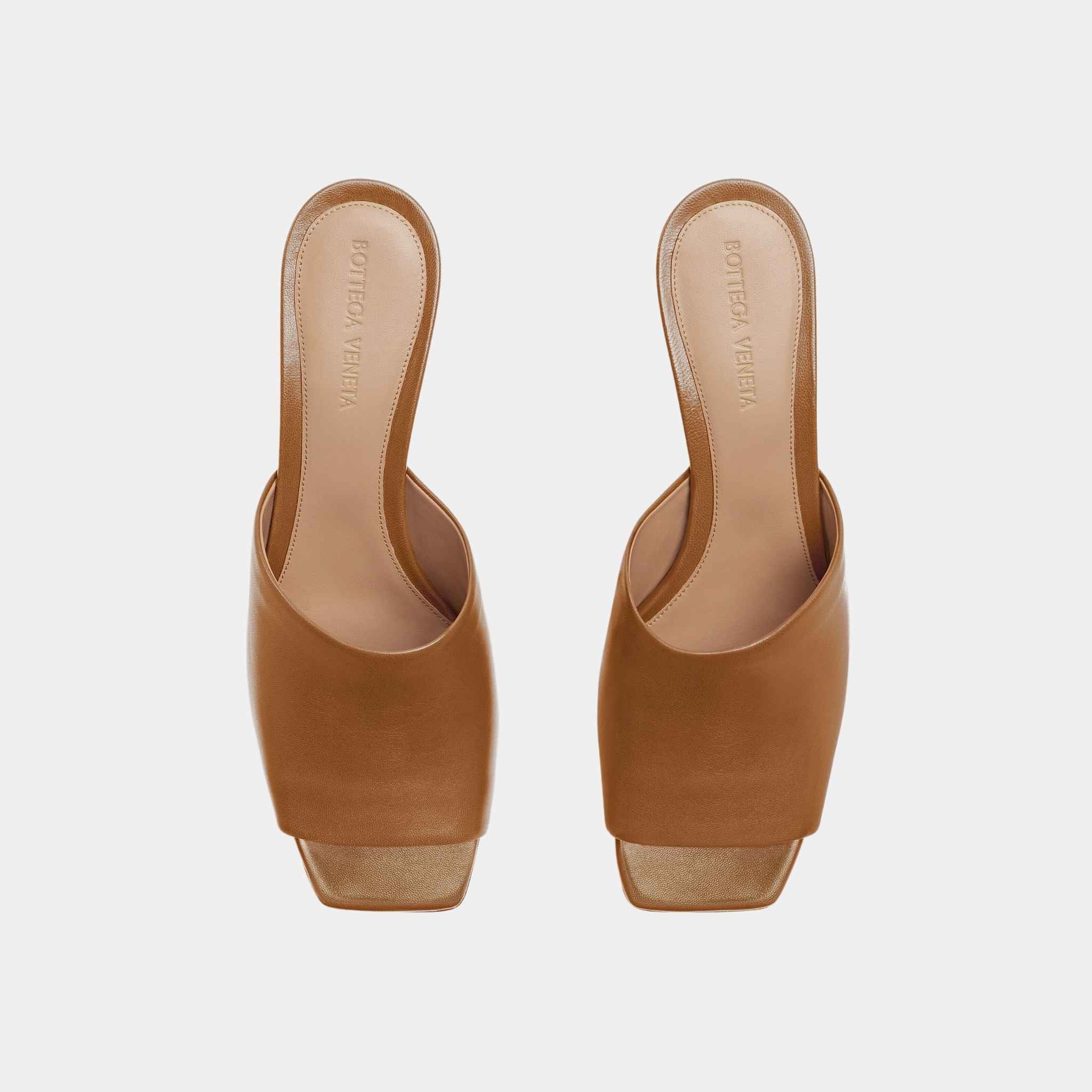 Knot Mule Lambskin with Gold Finished Metal Mid Heel - Image 5