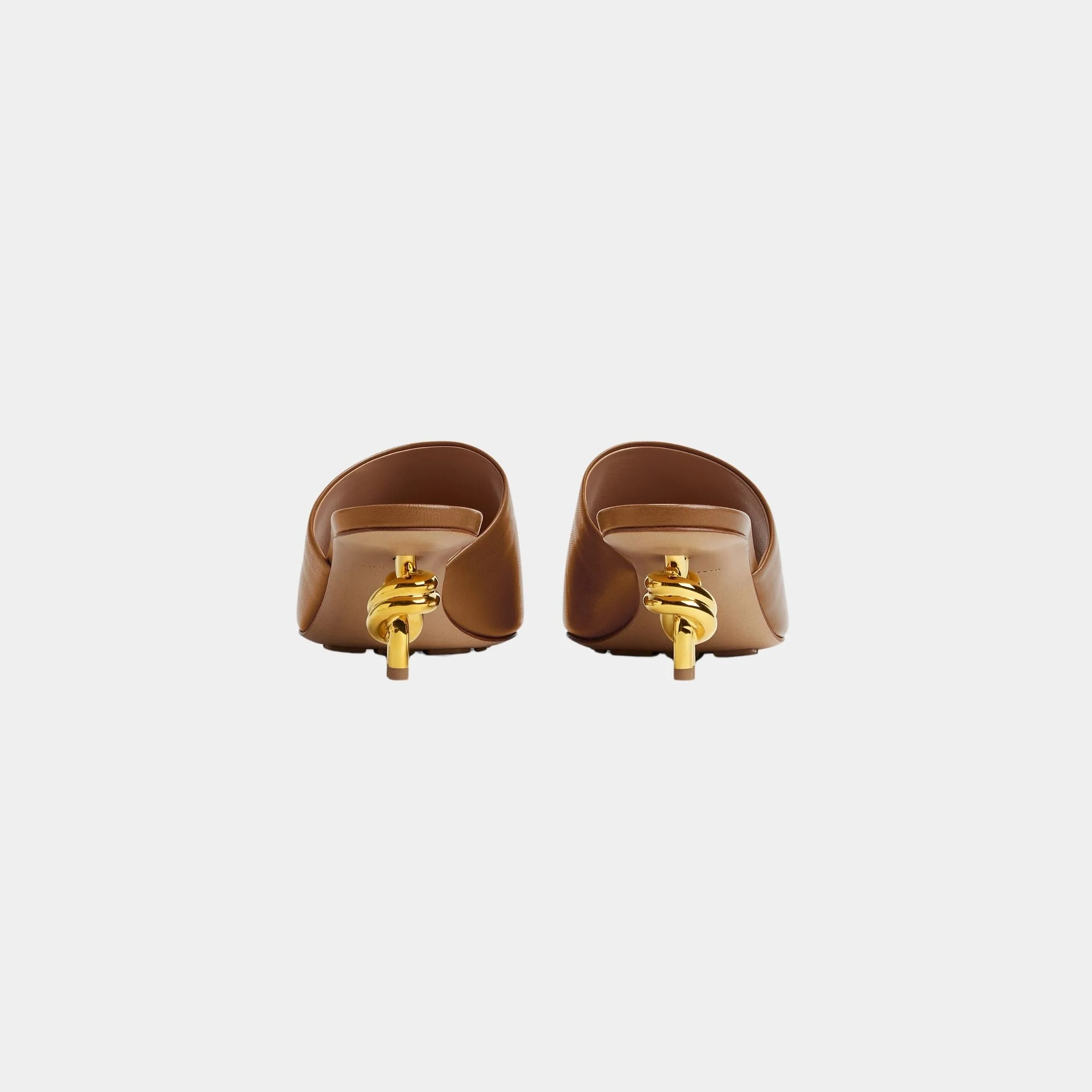 Knot Mule Lambskin with Gold Finished Metal Mid Heel - Image 6