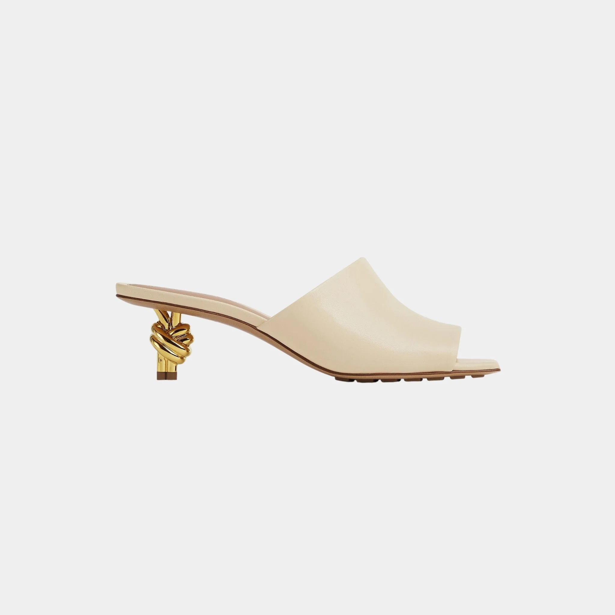 Knot Mule Lambskin with Gold Finished Metal Mid Heel - Image 7