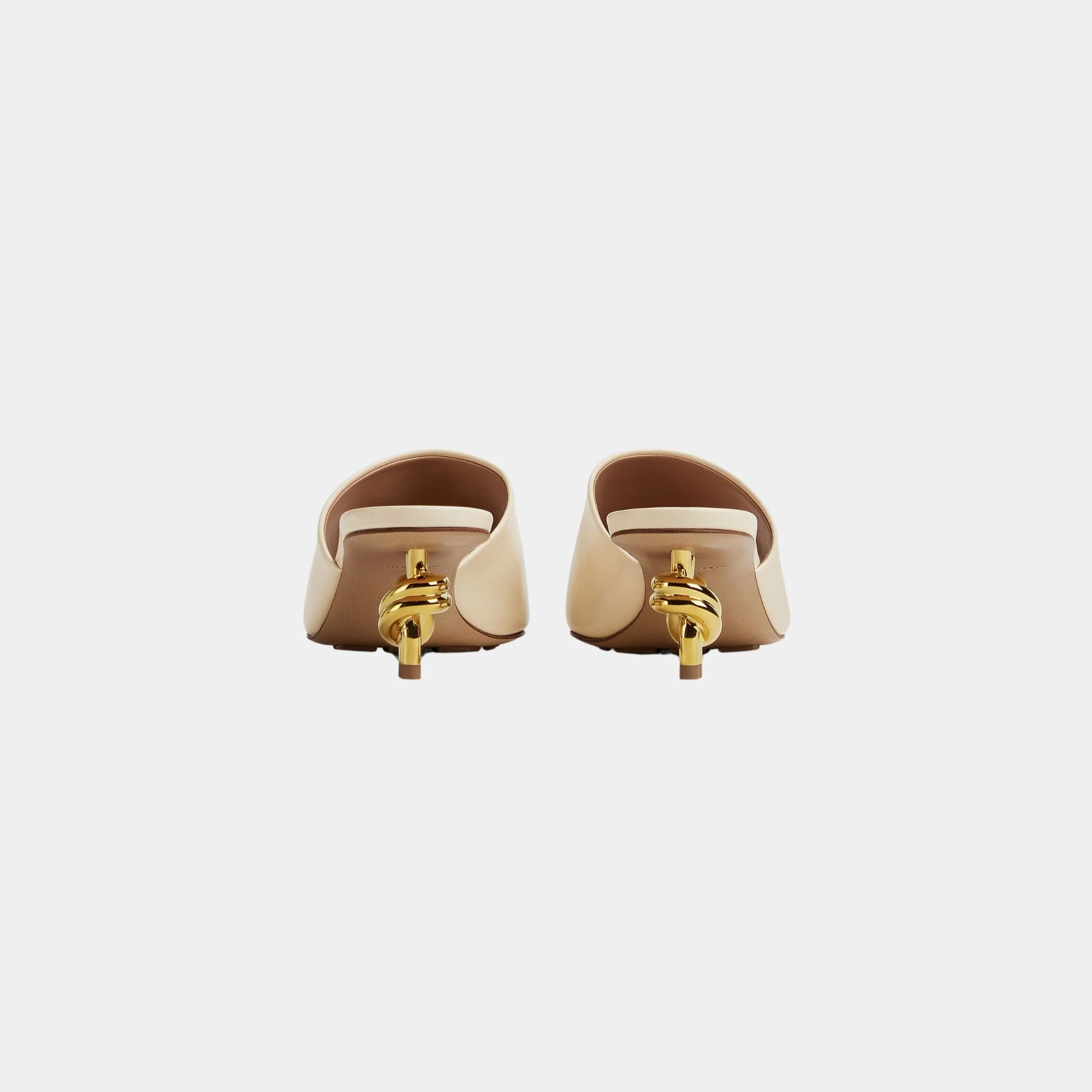 Knot Mule Lambskin with Gold Finished Metal Mid Heel - Image 9