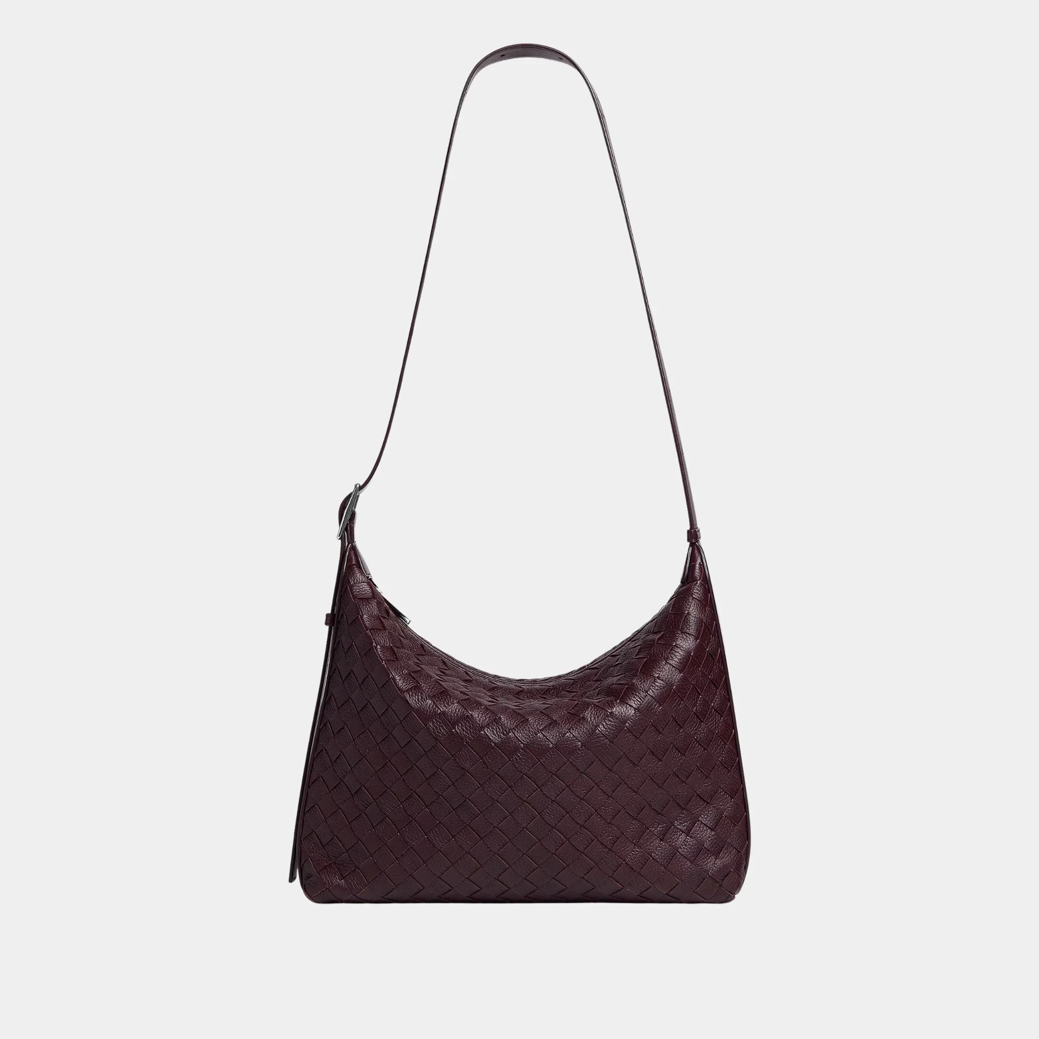 Small Traveler Hobo Bag In Intrecciato Deer Skin - Image 16