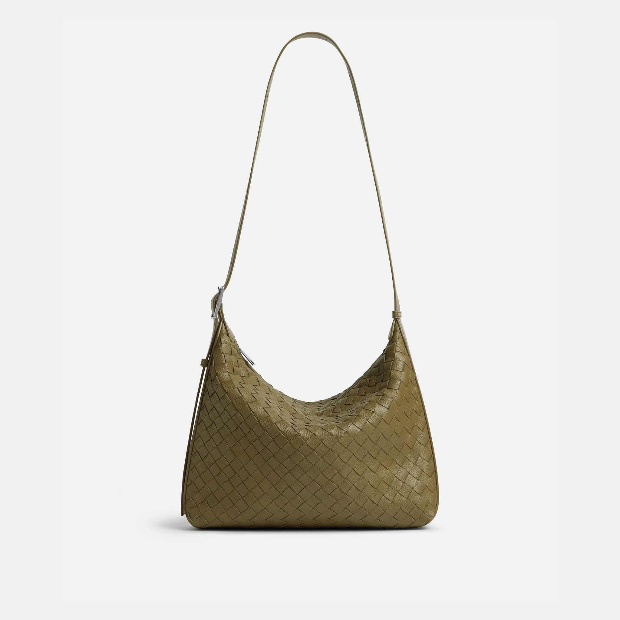 Small Traveler Hobo Bag In Intrecciato Deer Skin - Image 4