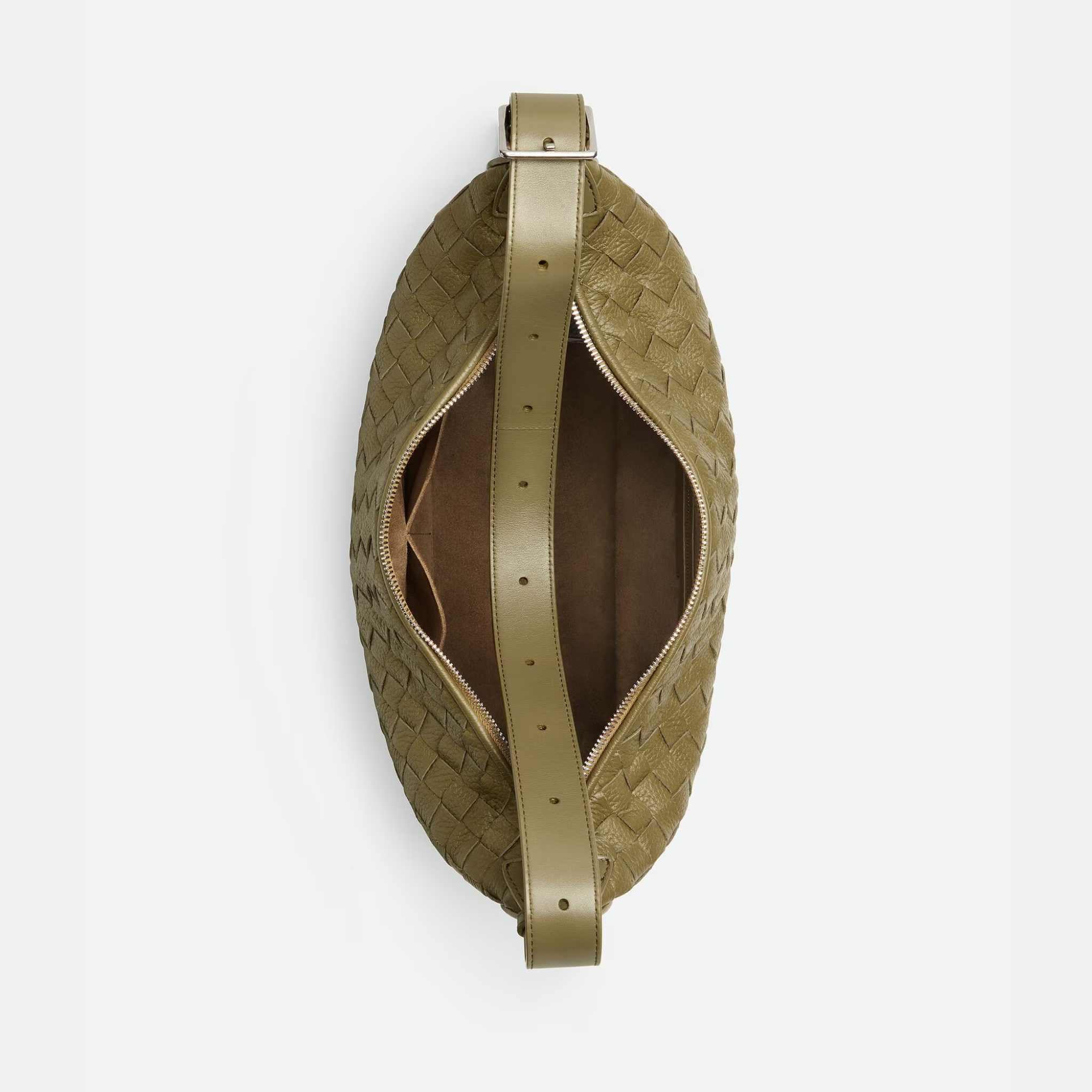 Small Traveler Hobo Bag In Intrecciato Deer Skin - Image 5