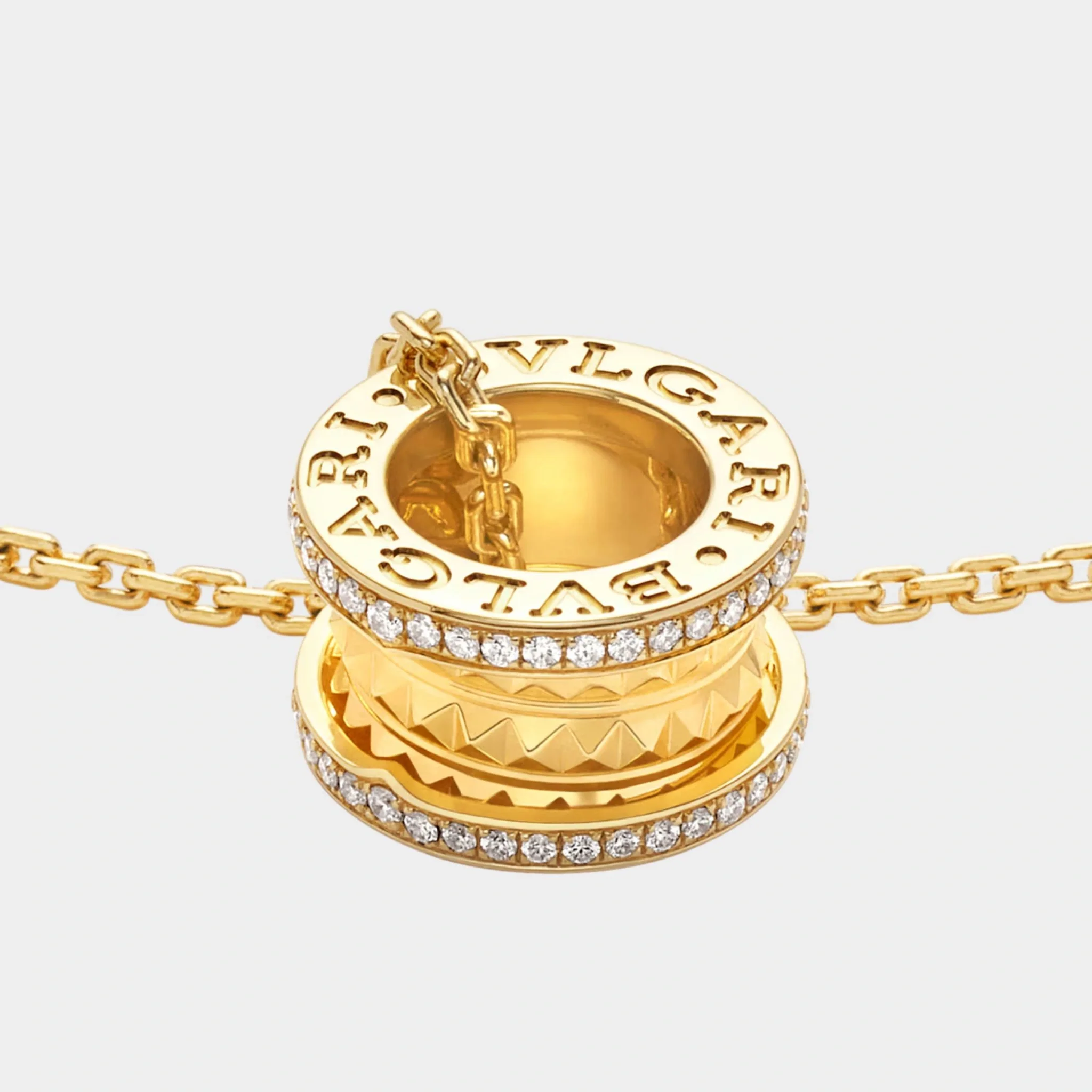 B.zero1 Pendant studded spiral pavé diamonds edges Necklace Gold - Image 3