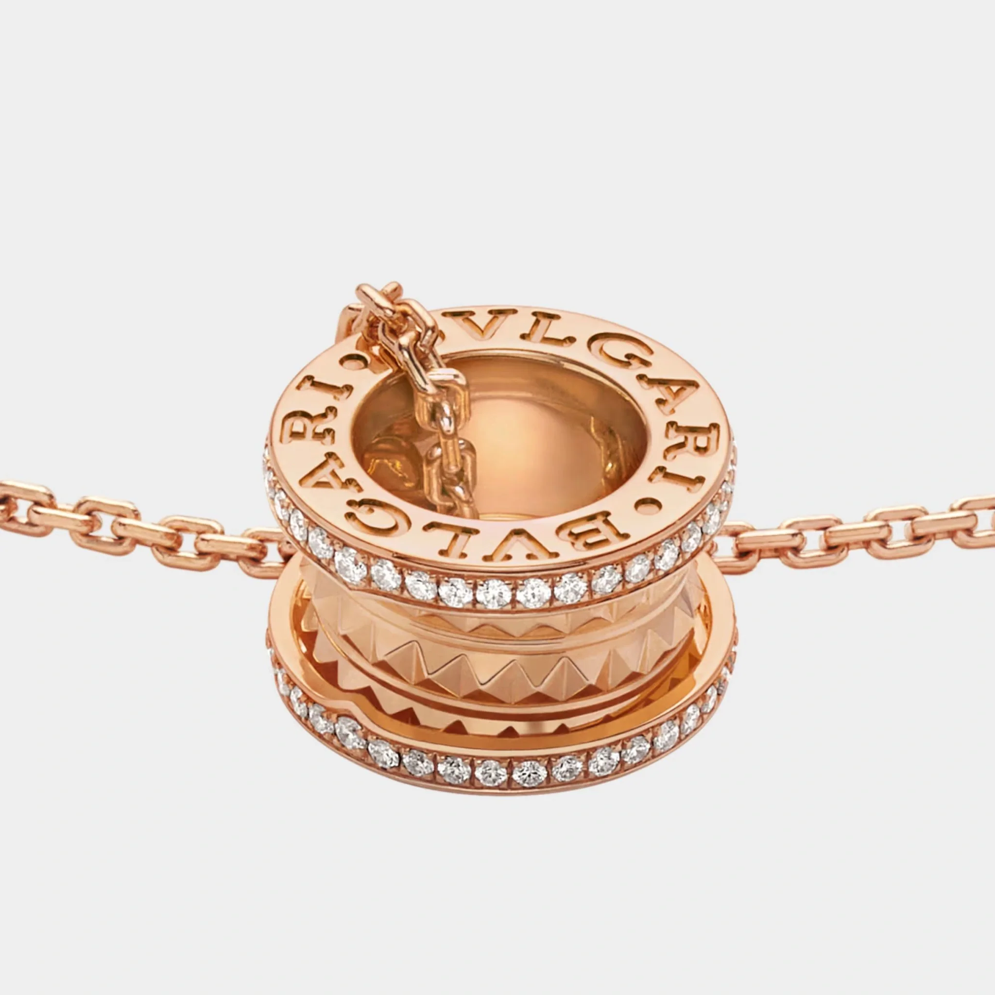 B.zero1 Pendant studded spiral pavé diamonds edges Necklace Gold - Image 6