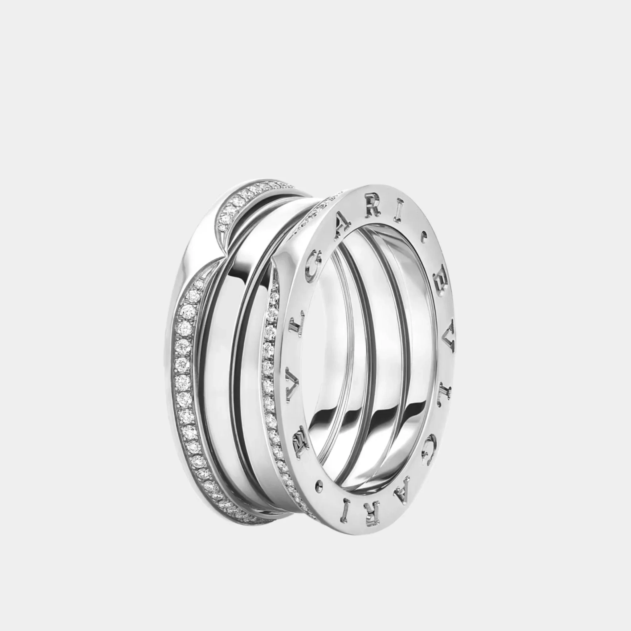 B.zero1 Gold Full Pavé Diamonds Edges Three-Band Ring
