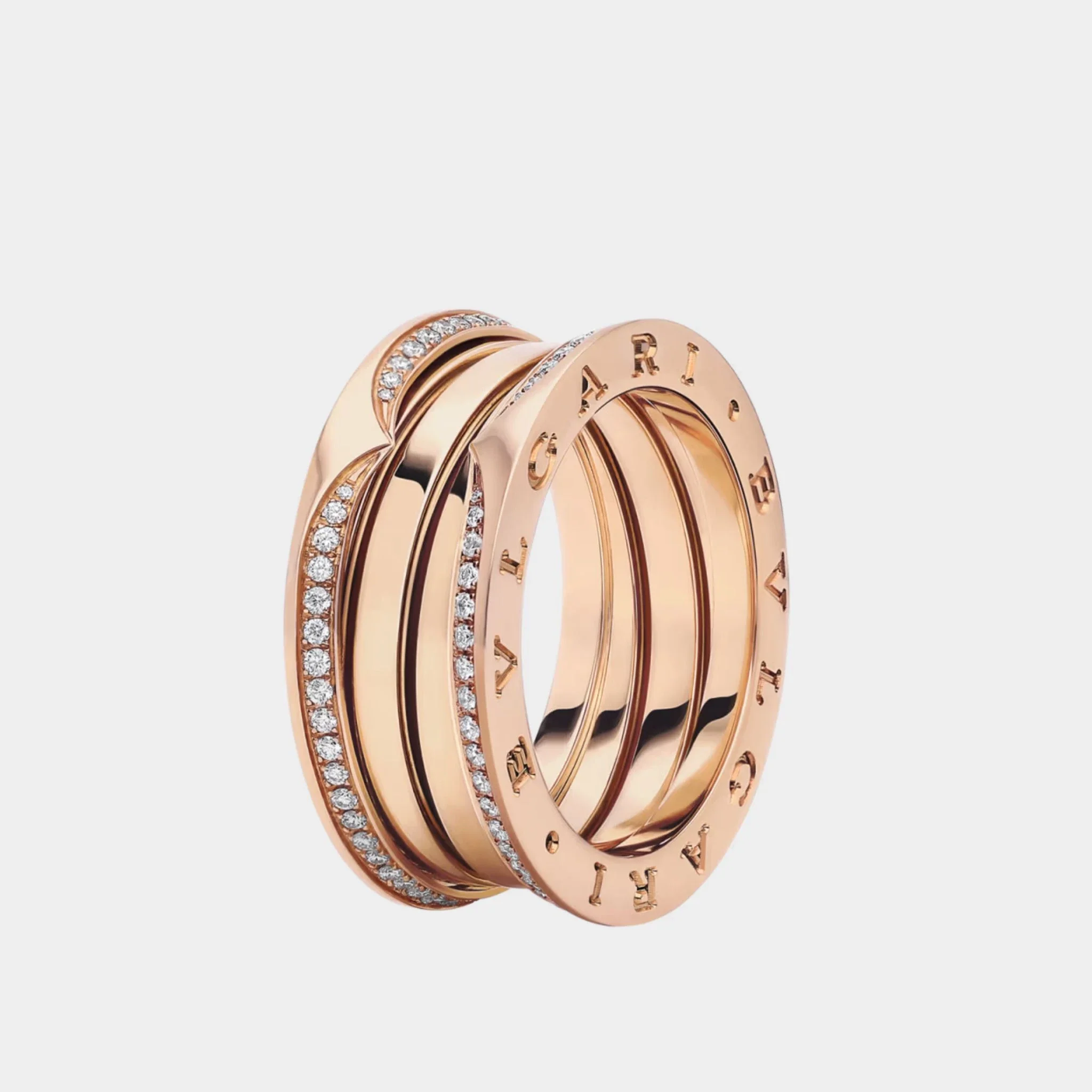 B.zero1 Gold Full Pavé Diamonds Edges Three-Band Ring - Image 2