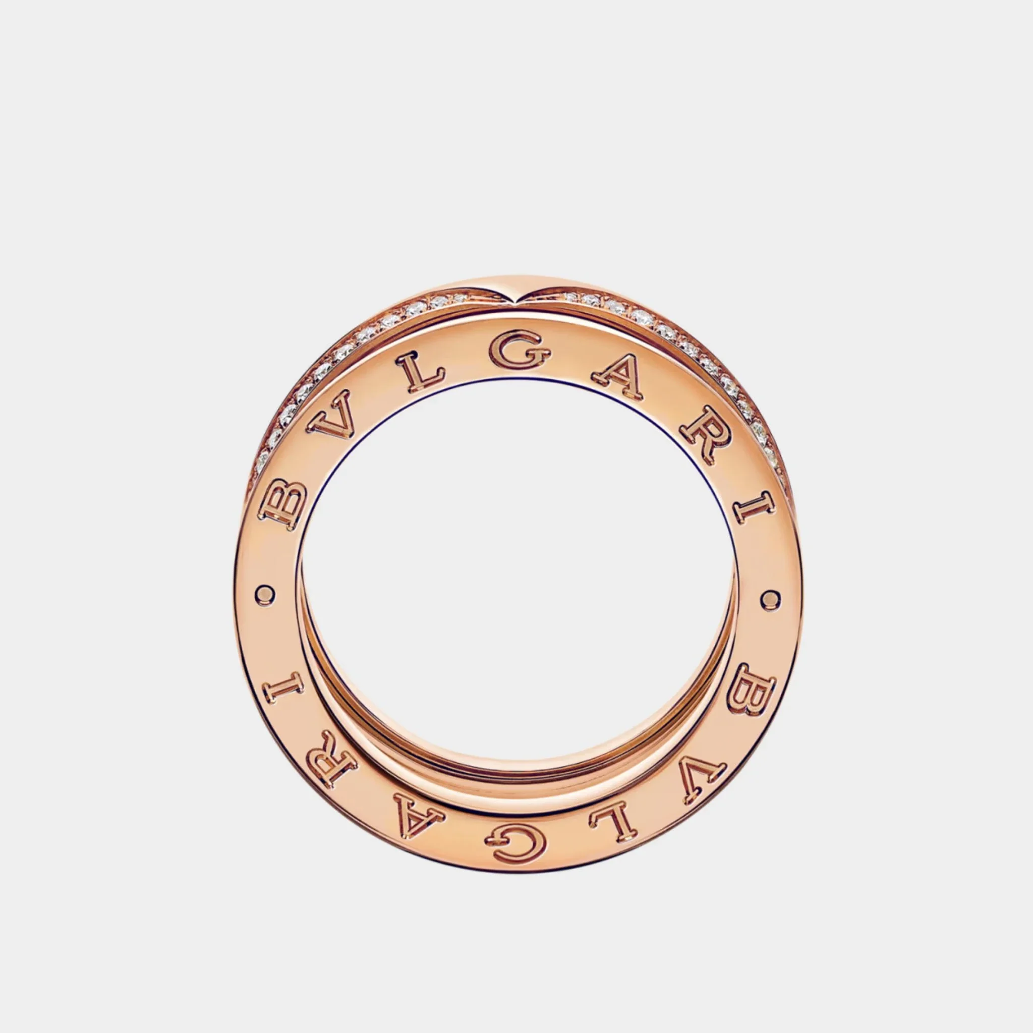 B.zero1 Gold Full Pavé Diamonds Edges Three-Band Ring - Image 3