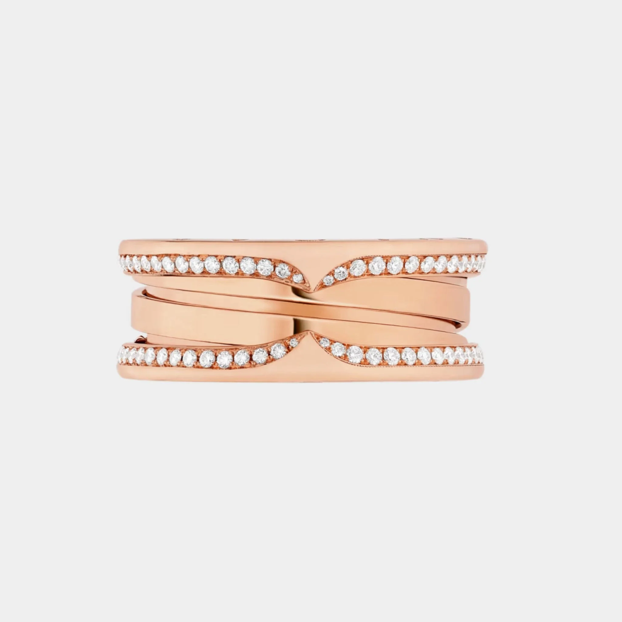 B.zero1 Gold Full Pavé Diamonds Edges Three-Band Ring - Image 4