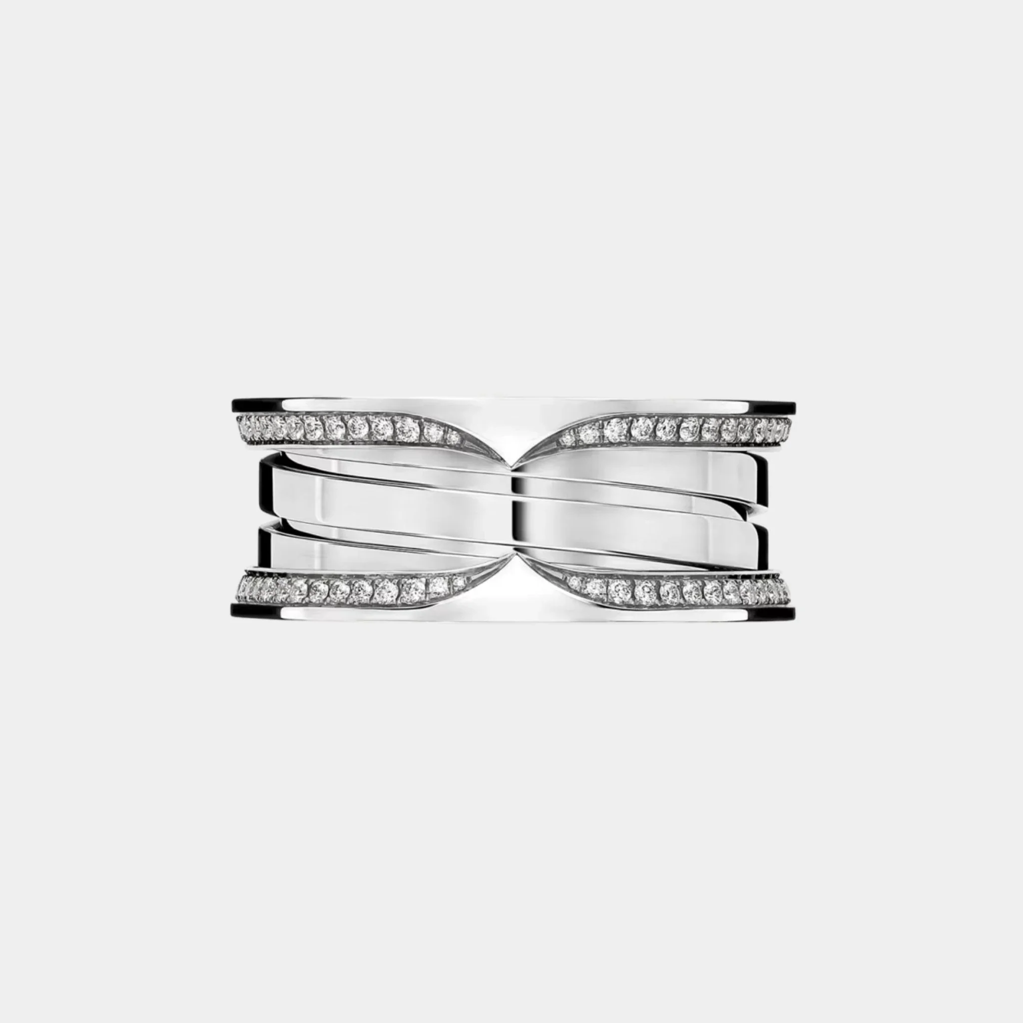 B.zero1 Gold Full Pavé Diamonds Edges Three-Band Ring - Image 6