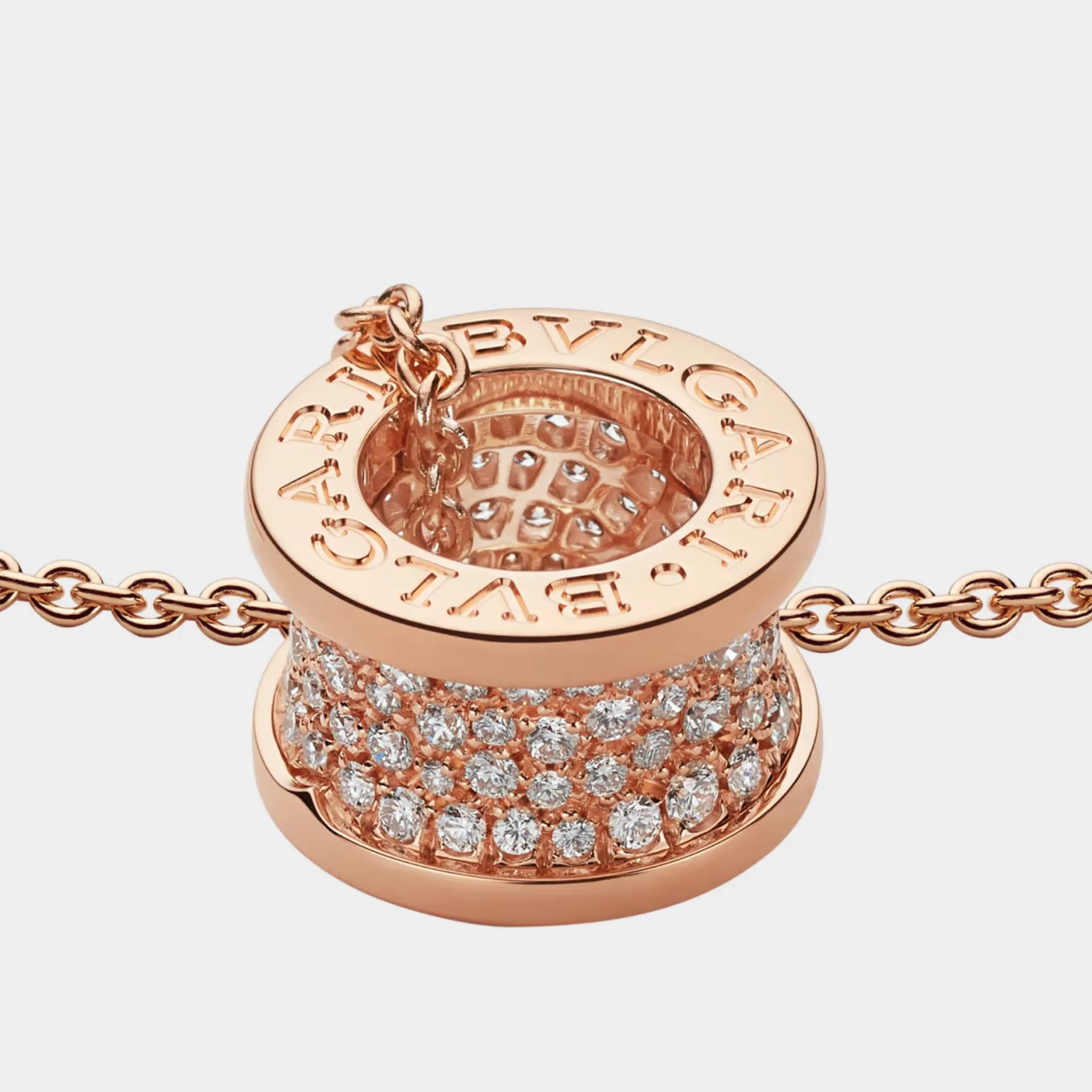 B.zero1 Gold Pendant Necklace-Pavé Diamonds set on spiral - Image 3