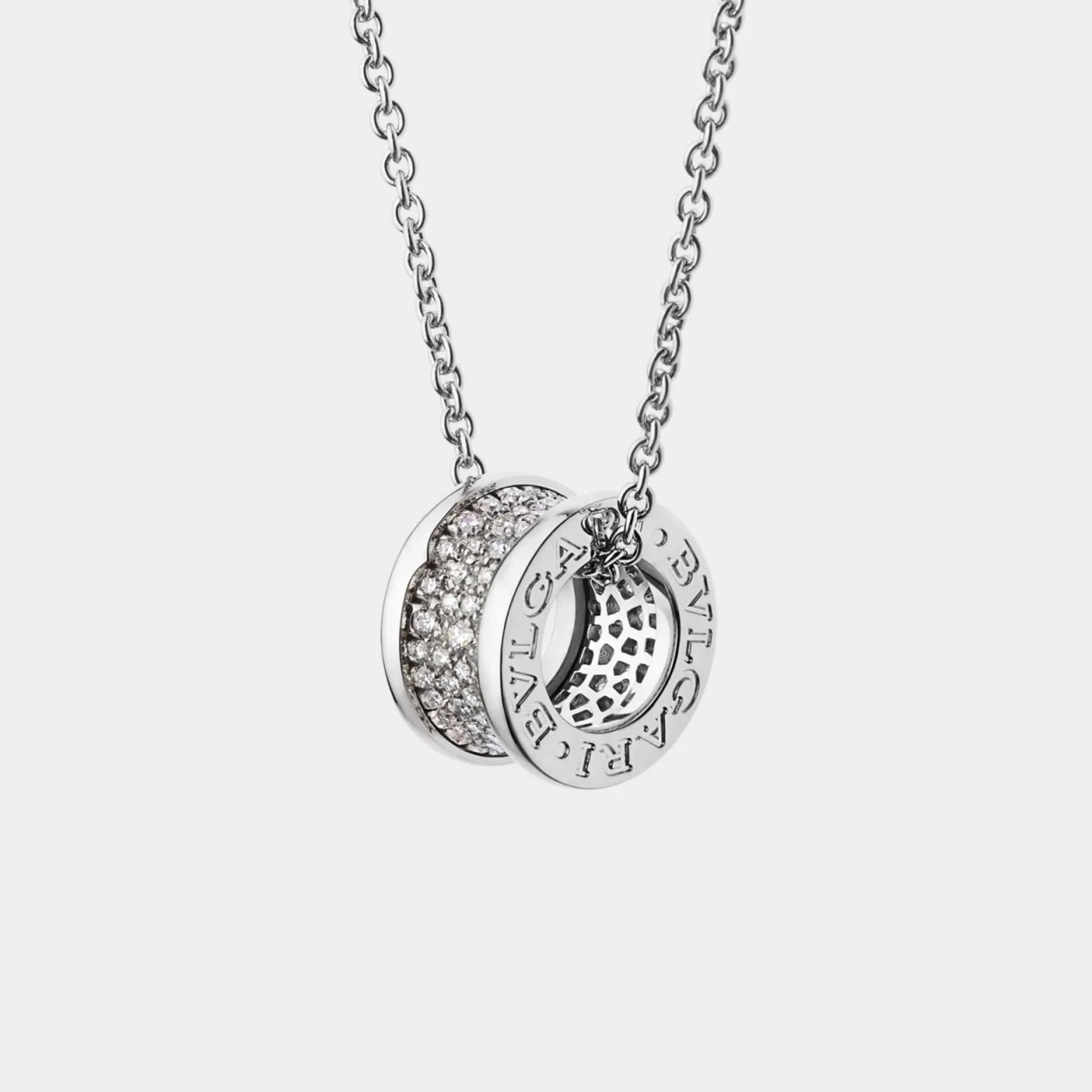 B.zero1 Gold Pendant Necklace-Pavé Diamonds set on spiral - Image 4
