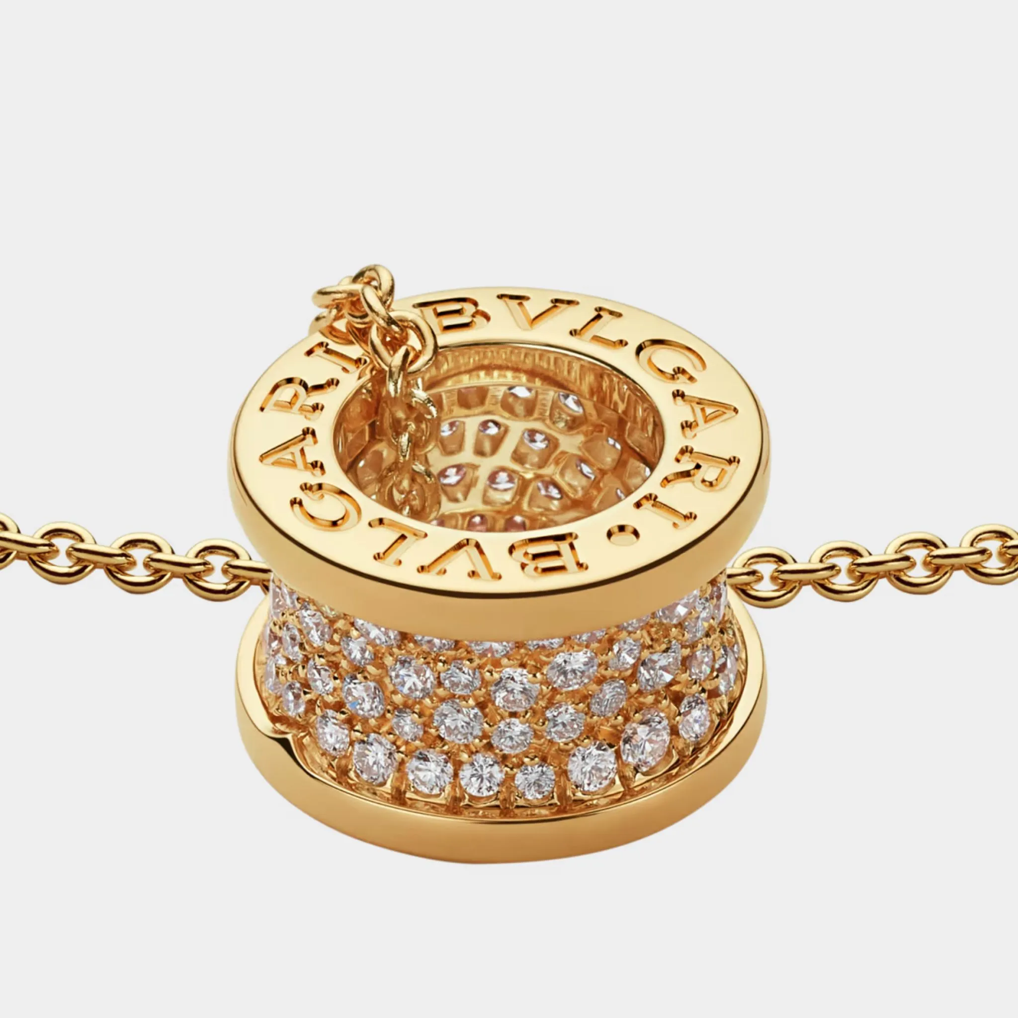 B.zero1 Gold Pendant Necklace-Pavé Diamonds set on spiral - Image 9