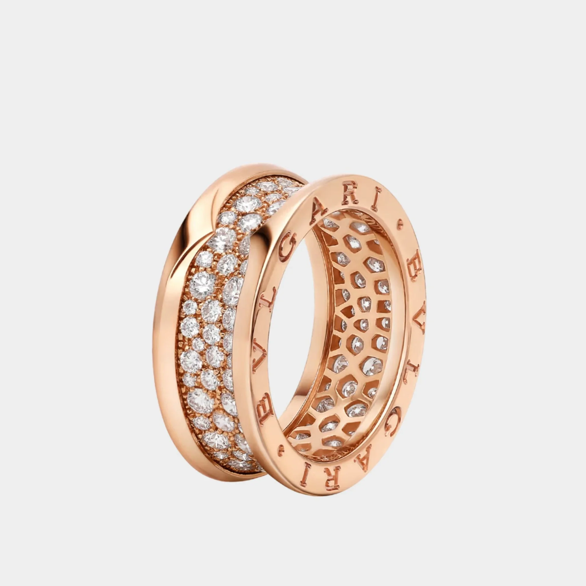 B.zero1 Gold Ring pave Diamonds on the Spiral