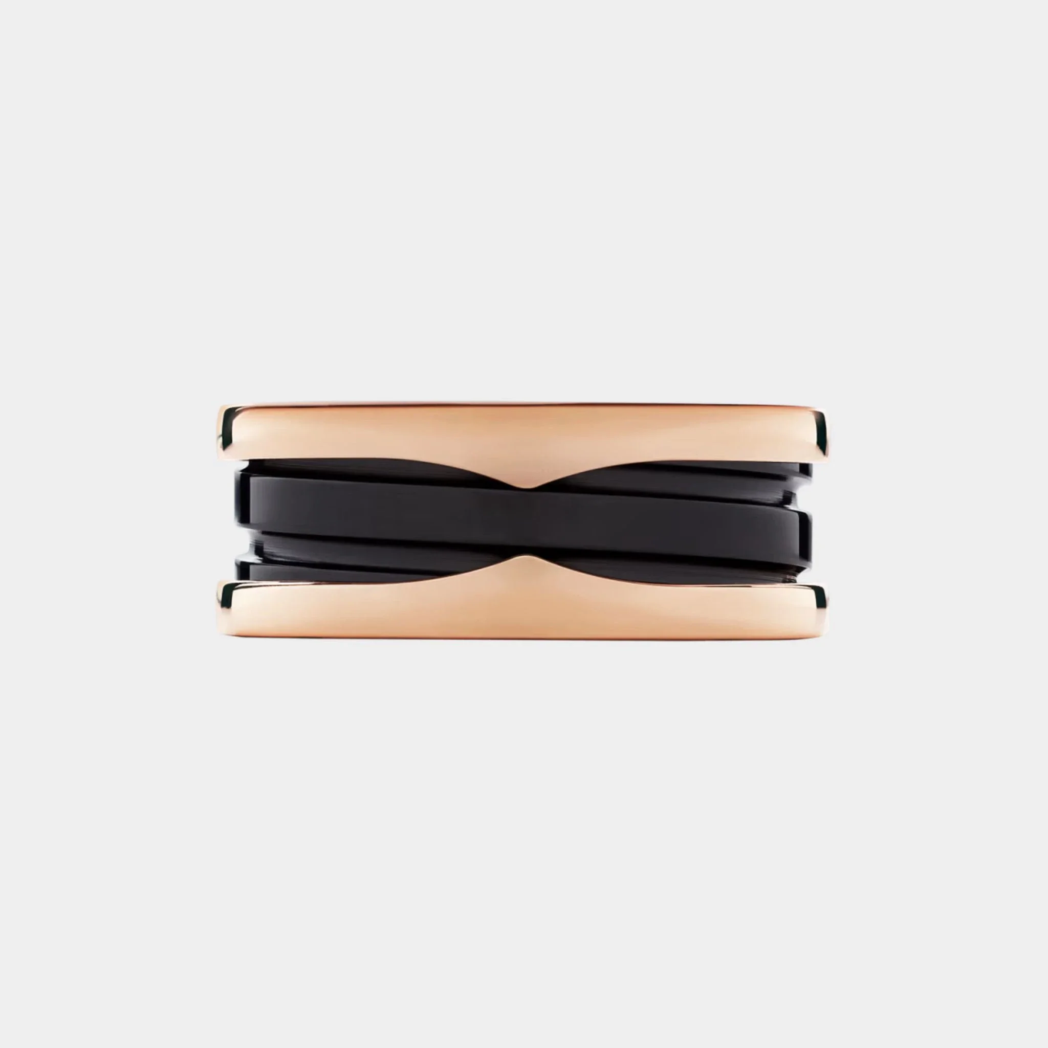 B.zero1 two-band ring with two Rose Gold Loops - Black Ceramic Spiral - Image 2
