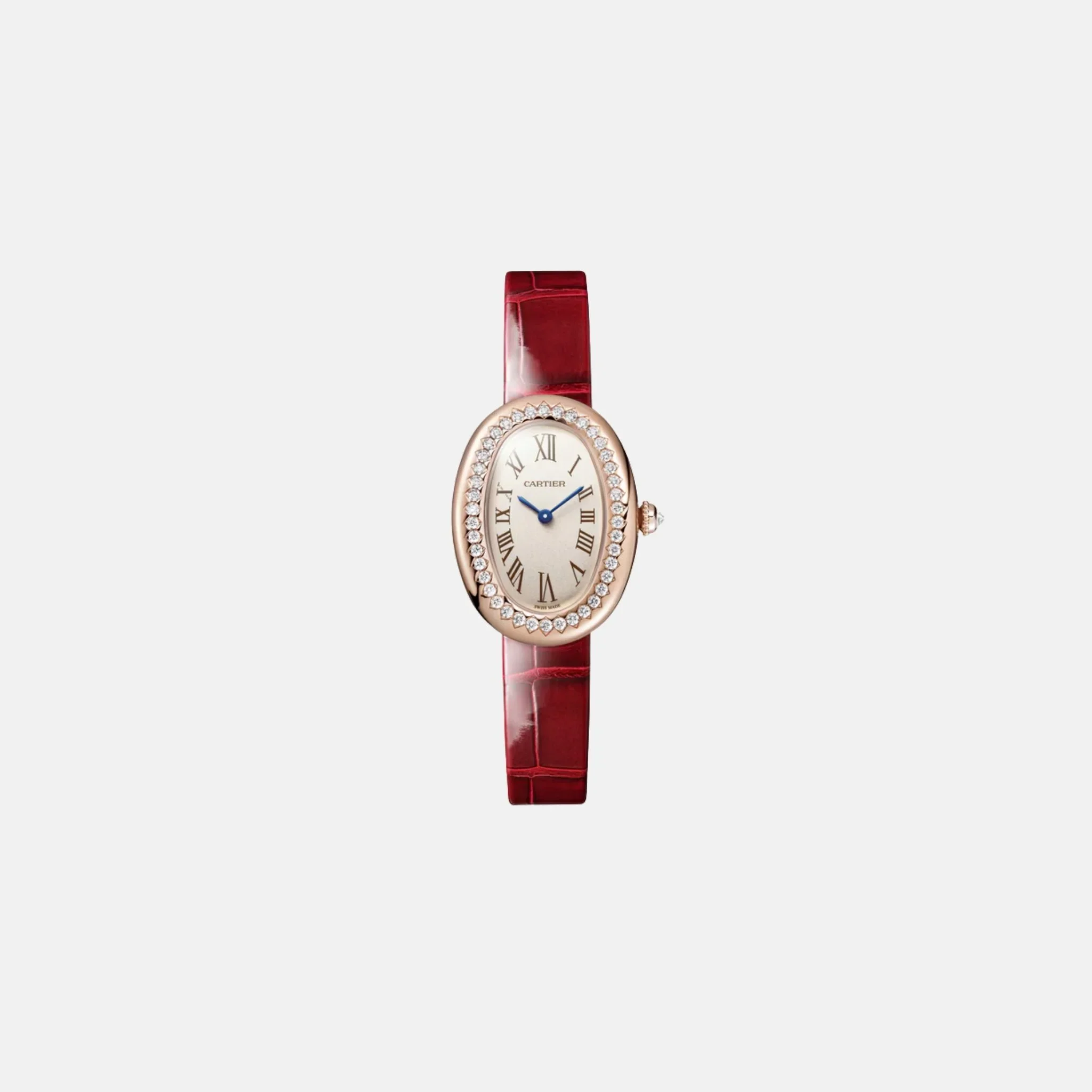 Baignoire Small 18K Rose Gold Red Alligator Strap WJBA0053
