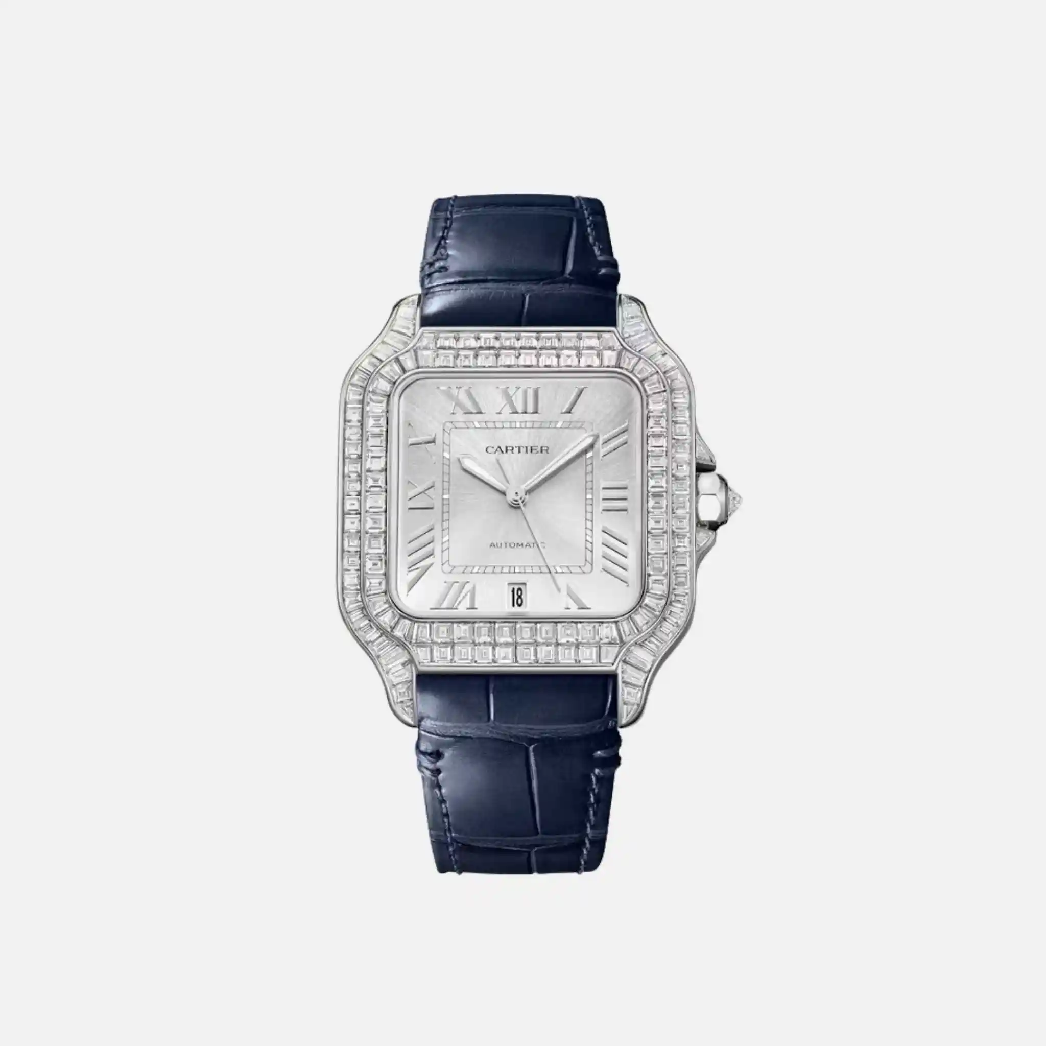 Santos Large Model Rhodium White Gold Diamond Set HPI01687