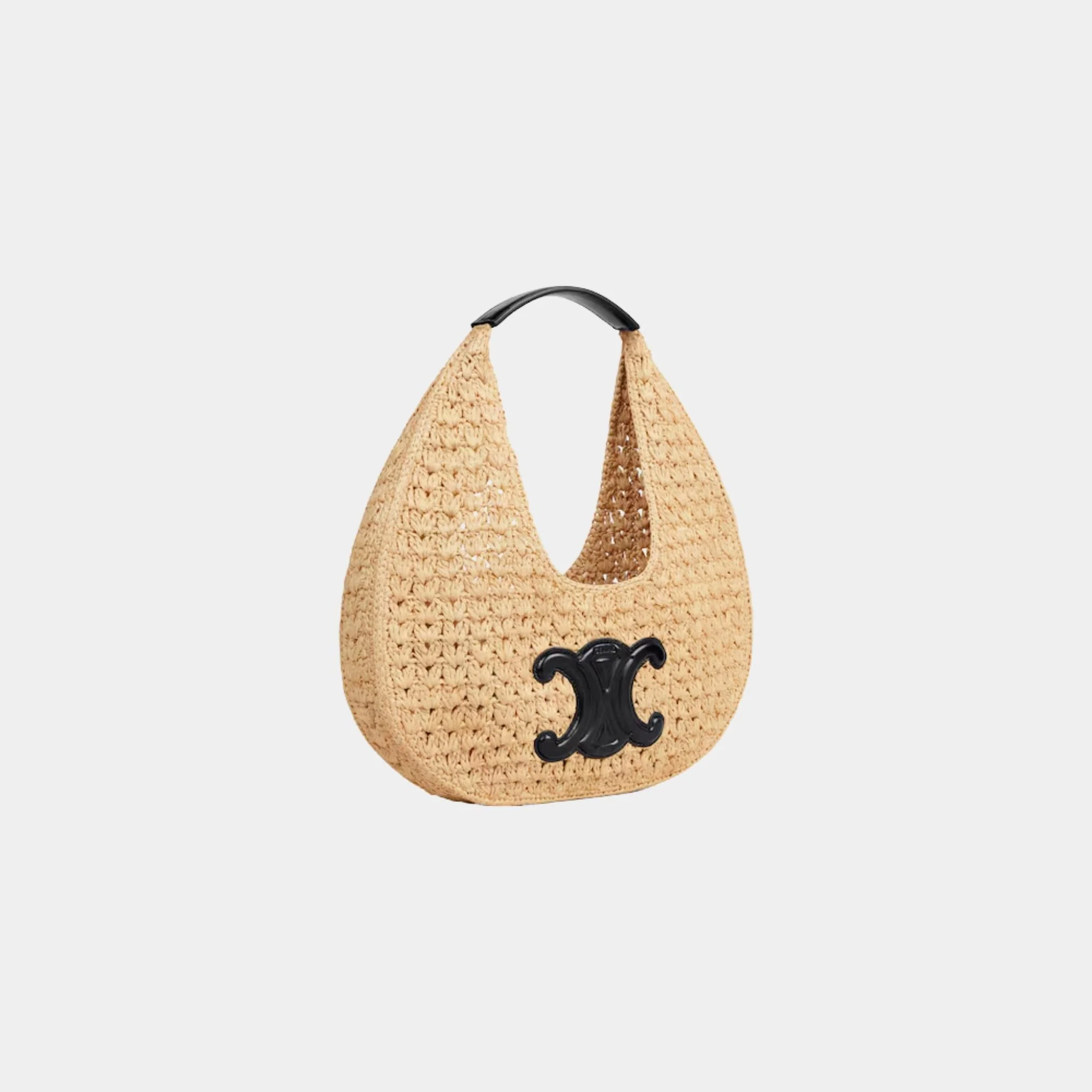 Celine Classic Panier Hobo Bag in Raffia and Calfskin - Image 2