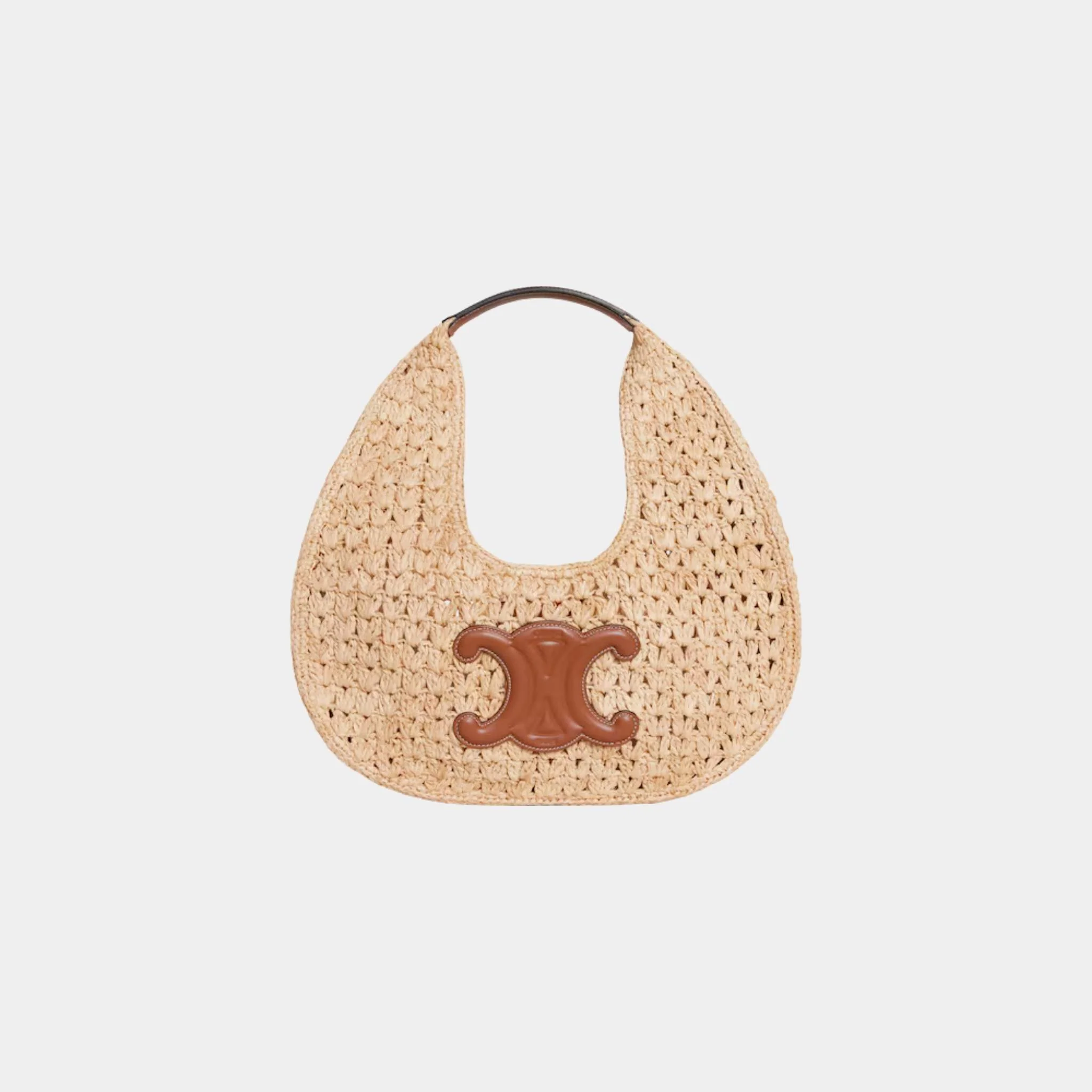 Celine Classic Panier Hobo Bag in Raffia and Calfskin - Image 4