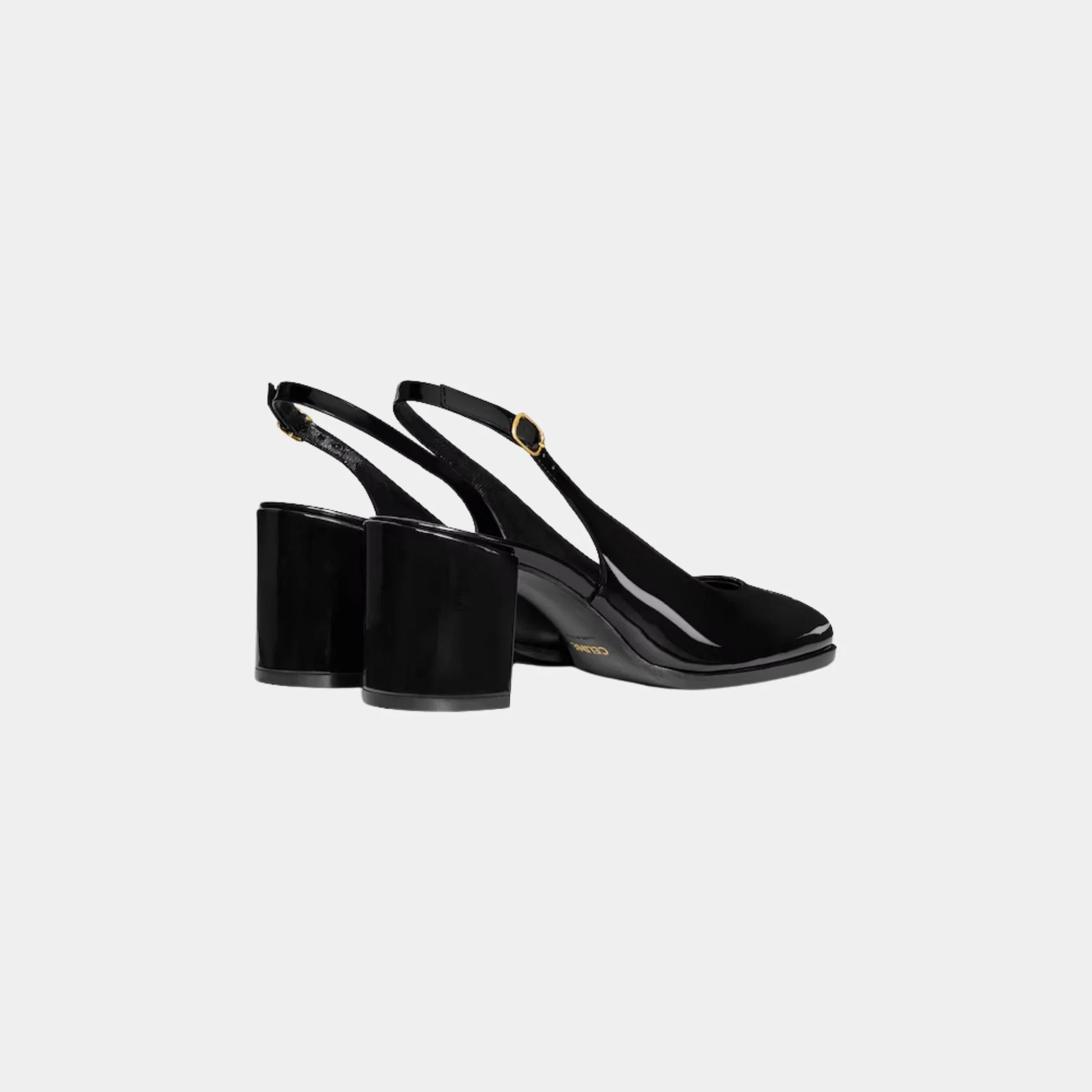 Celine Lily Perforated Triomphe Slingback in Patent Calfskin