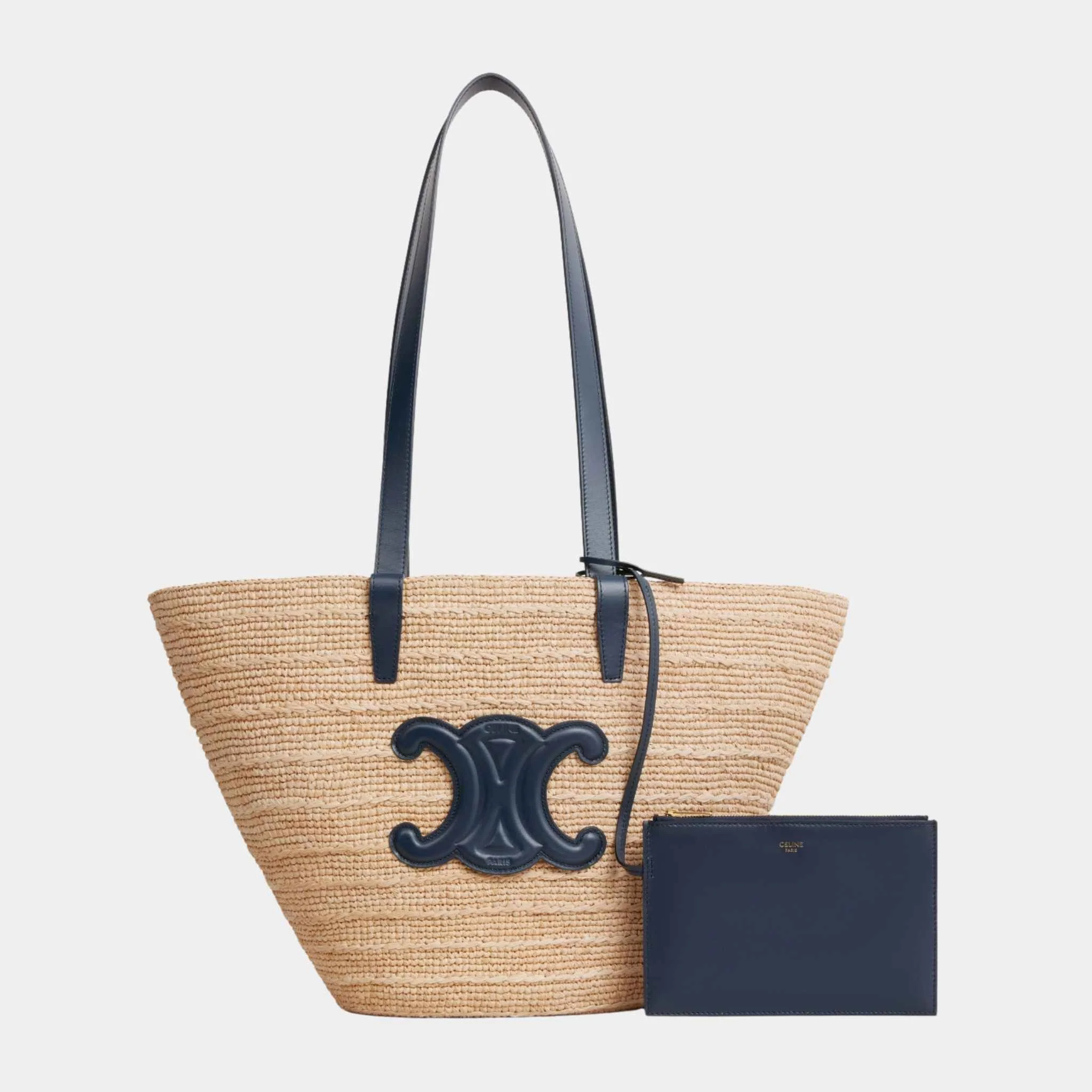 Medium Supple Classic Panier In Raffia And Calfskin Handbag - Image 2