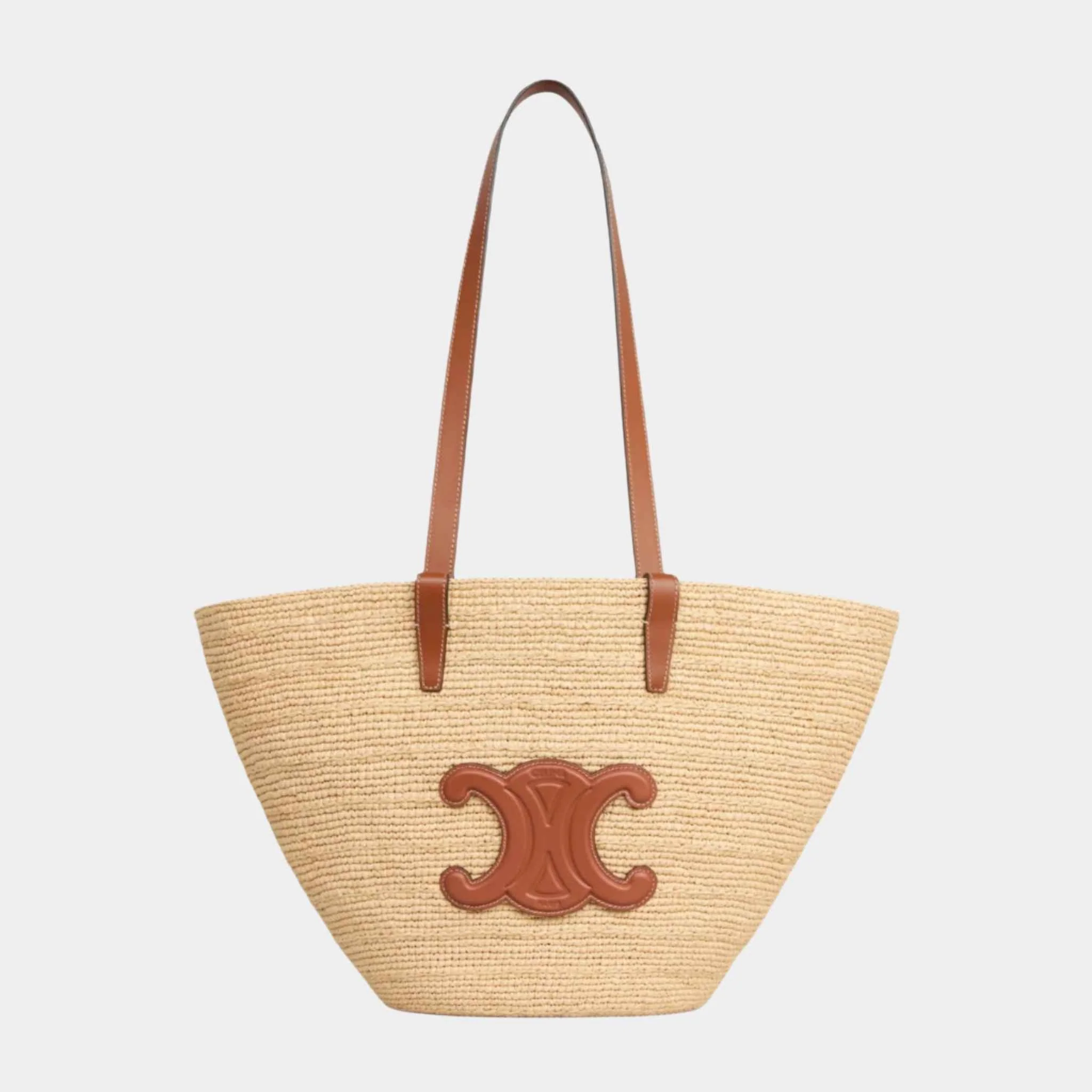 Medium Supple Classic Panier In Raffia And Calfskin Handbag - Image 4