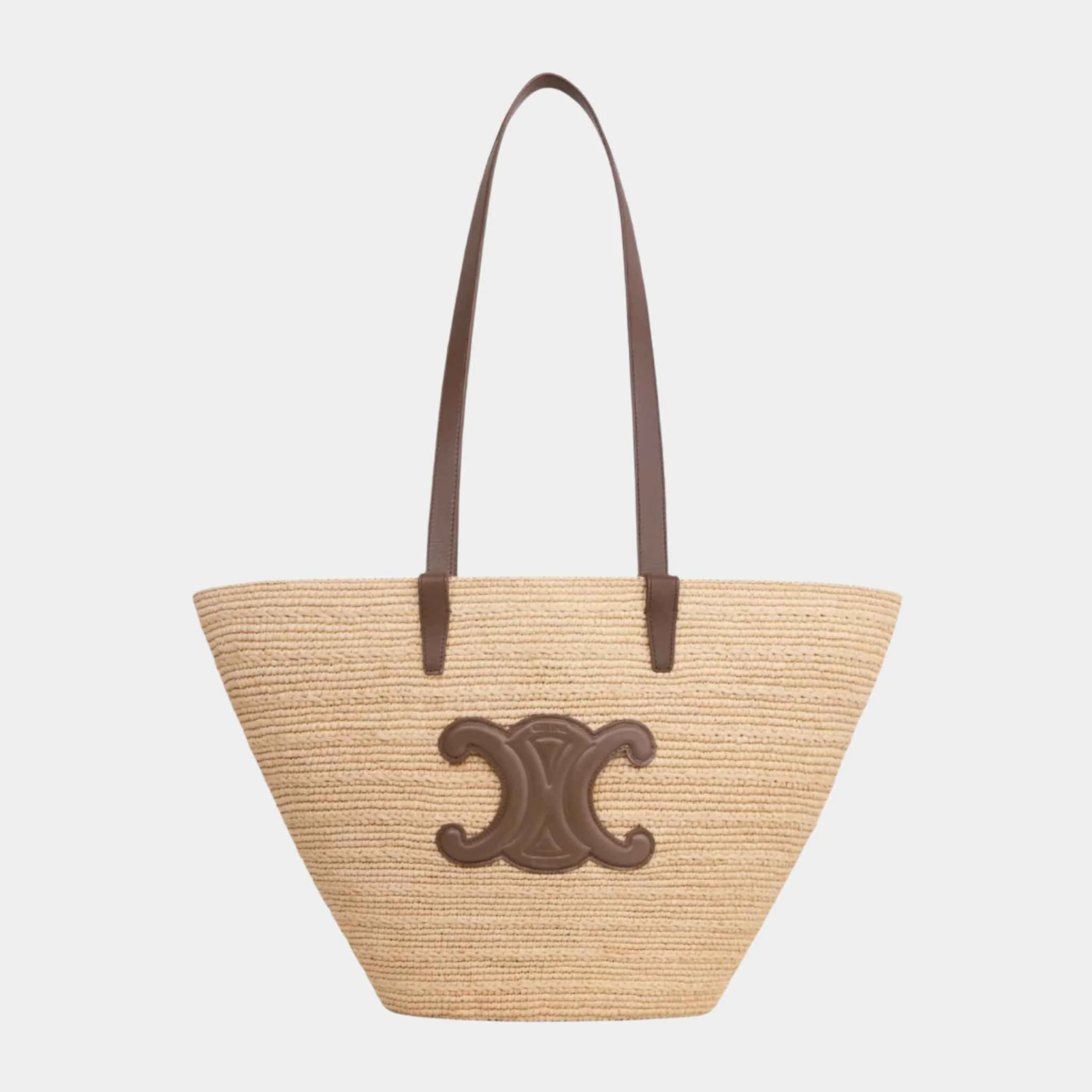 Medium Supple Classic Panier In Raffia And Calfskin Handbag - Image 5