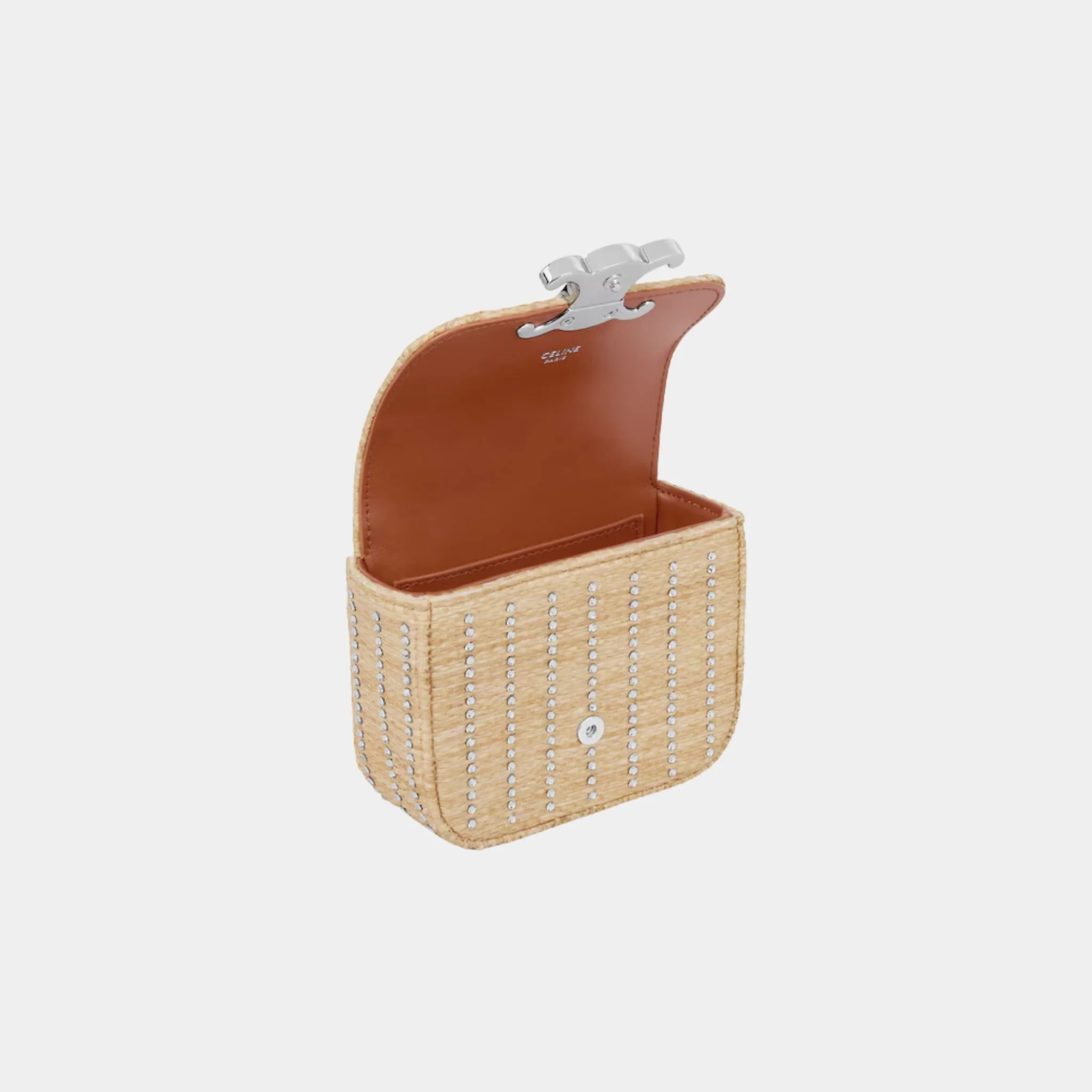 Mini Chaine Claude in Raffia Effect Textile with Strass - Image 3